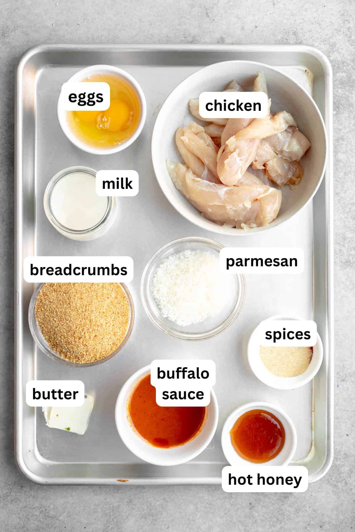 ingredients in bowls with labels