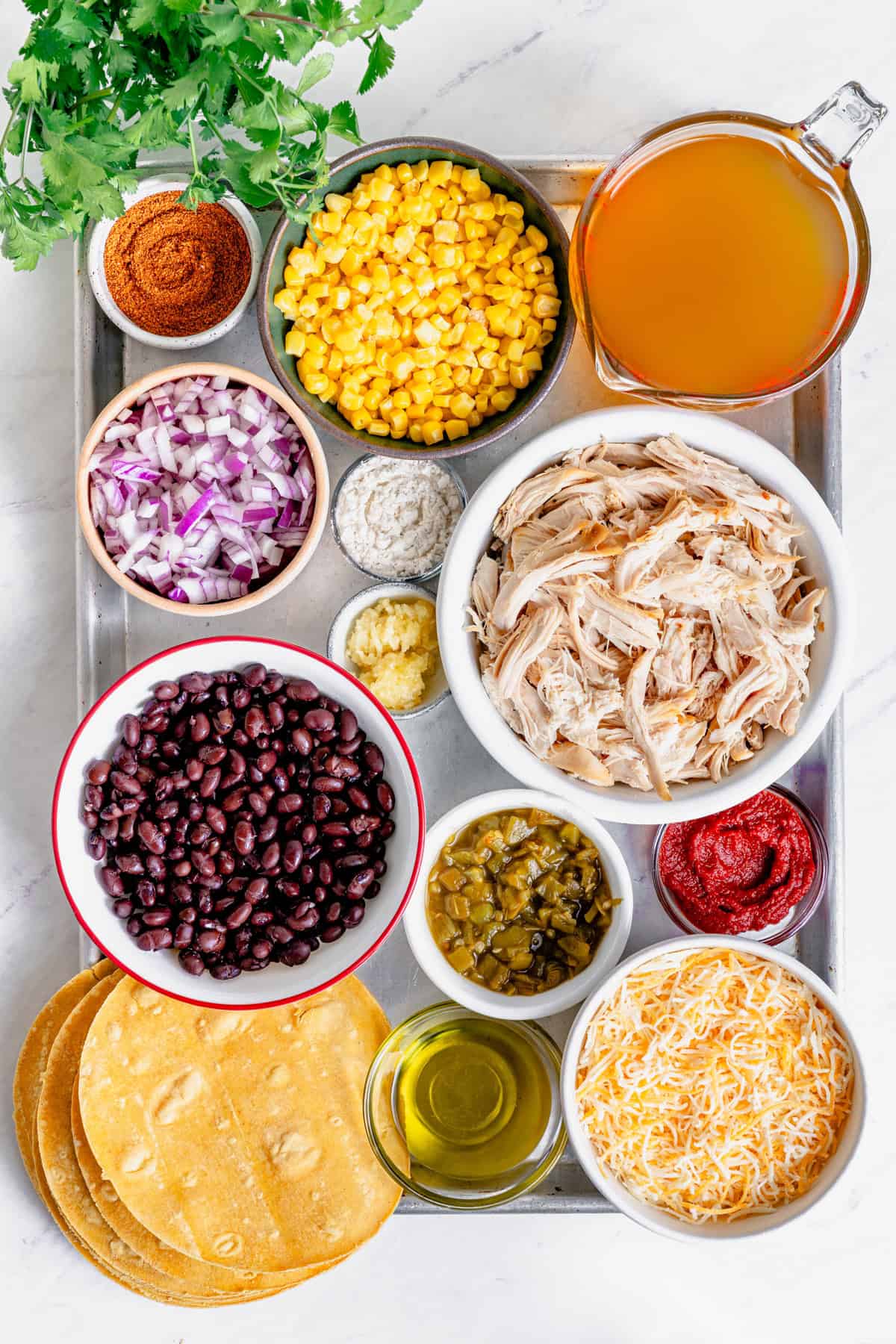 ingredients in bowls with labels