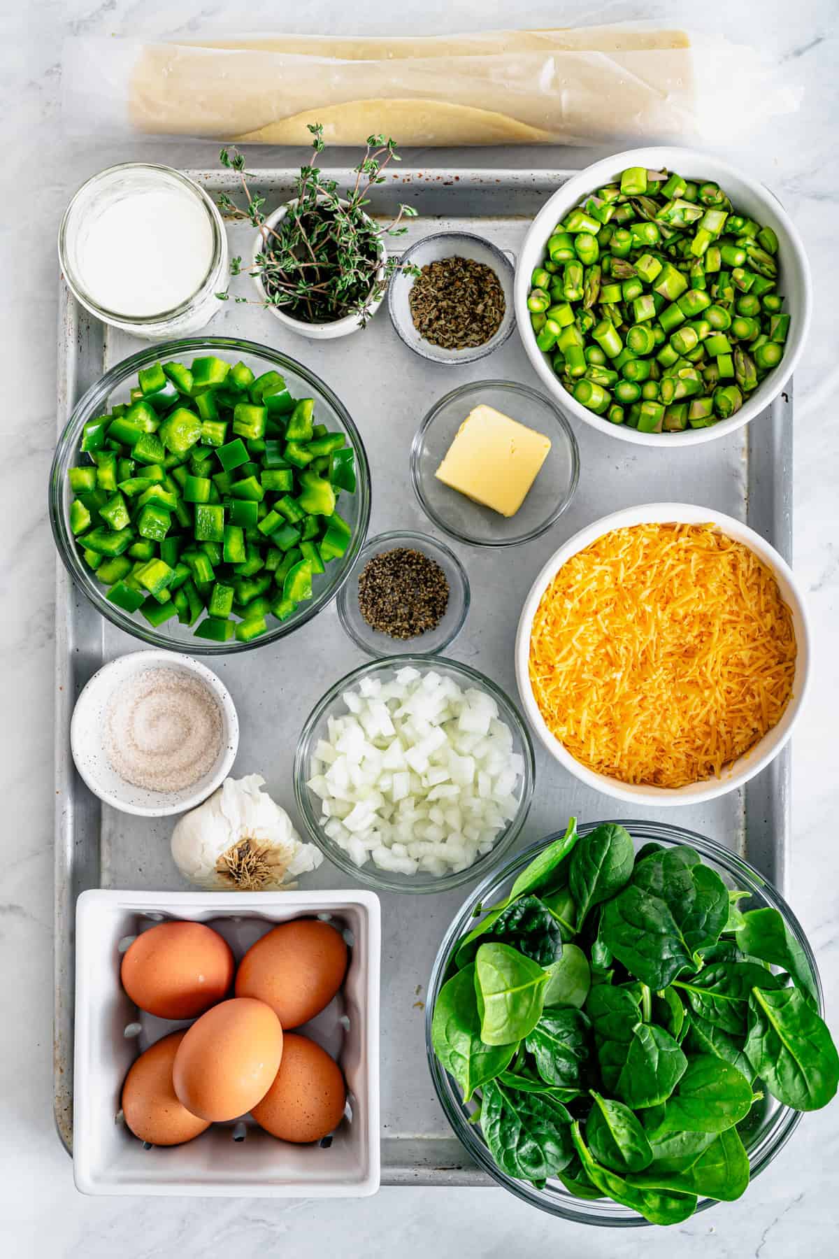 ingredients in bowls