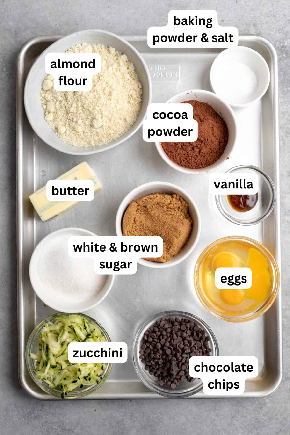 ingredients in bowls with labels