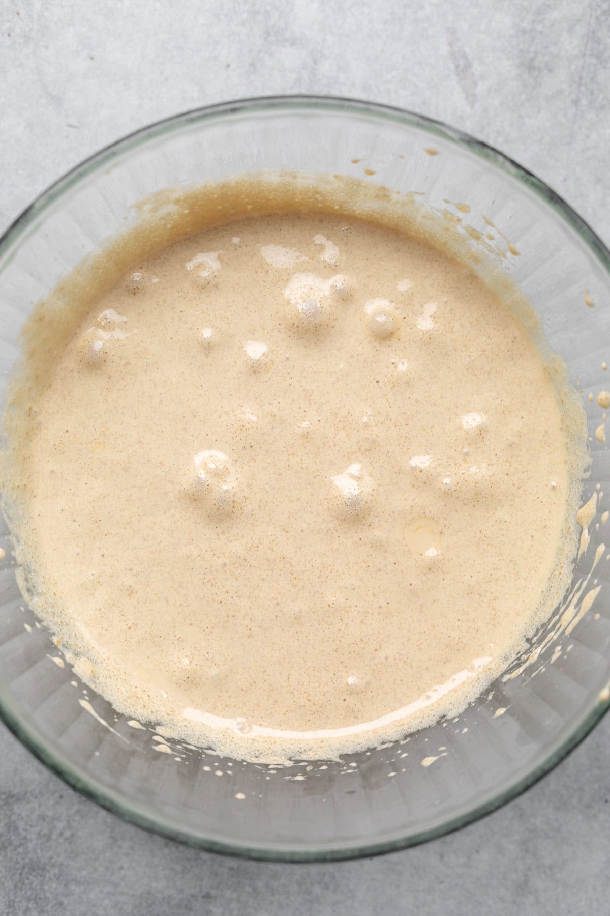 eggs and sugar after whipping in a bowl