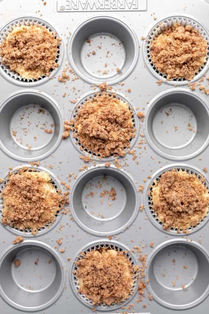 tin filled with batter