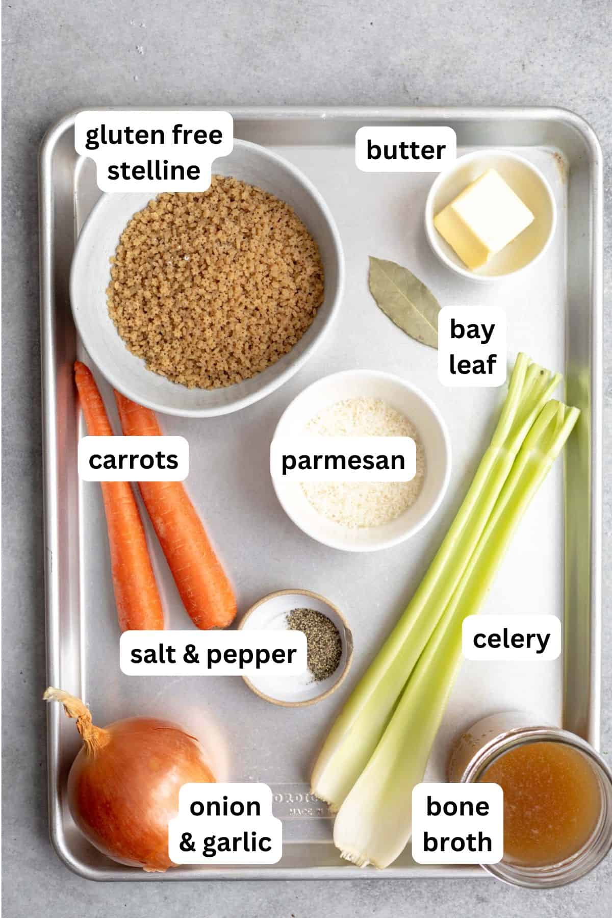 ingredients in bowls with labels