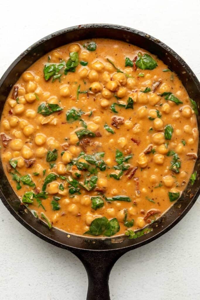 ingredients simmering in a skillet