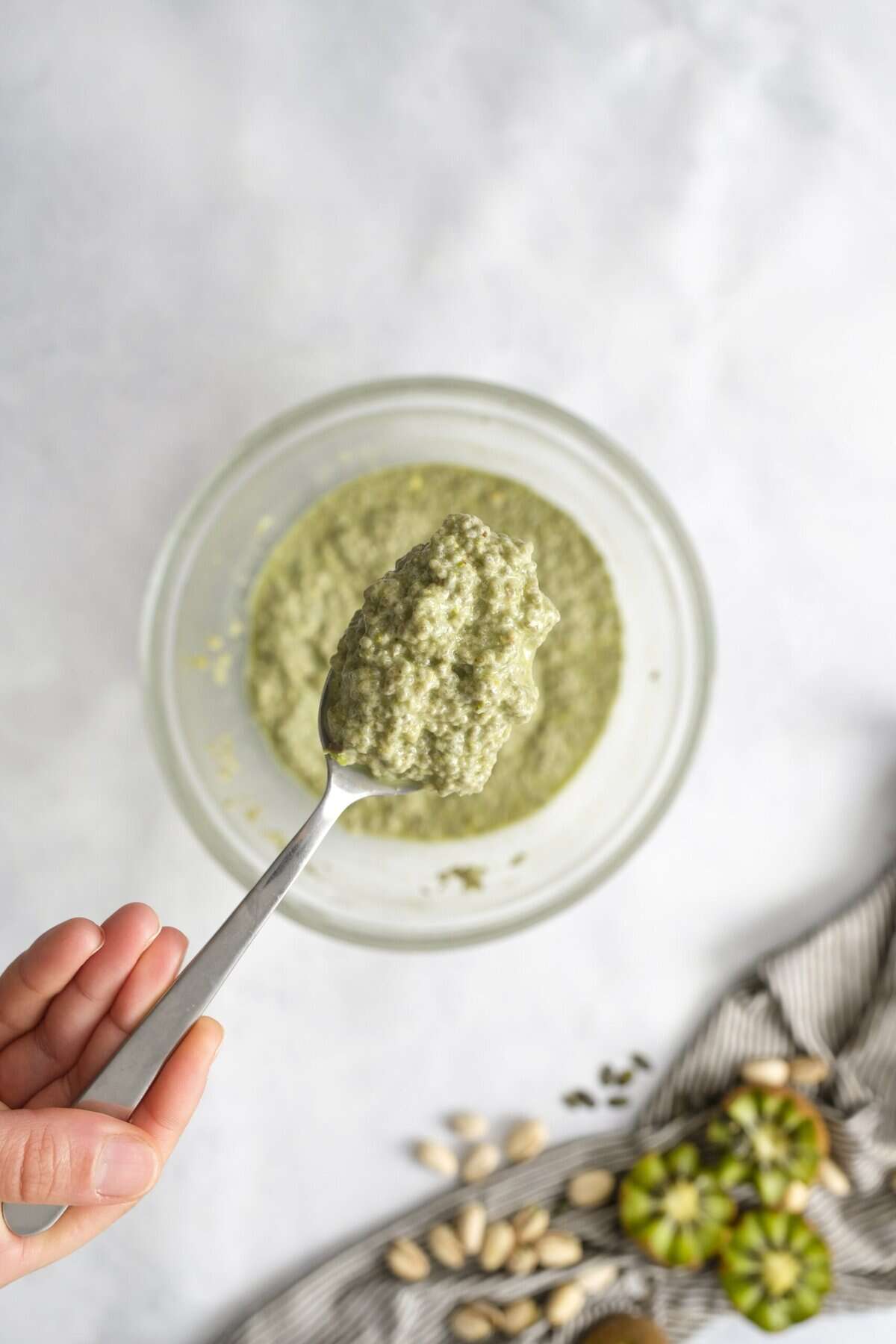 spoonful of the matcha chia pudding