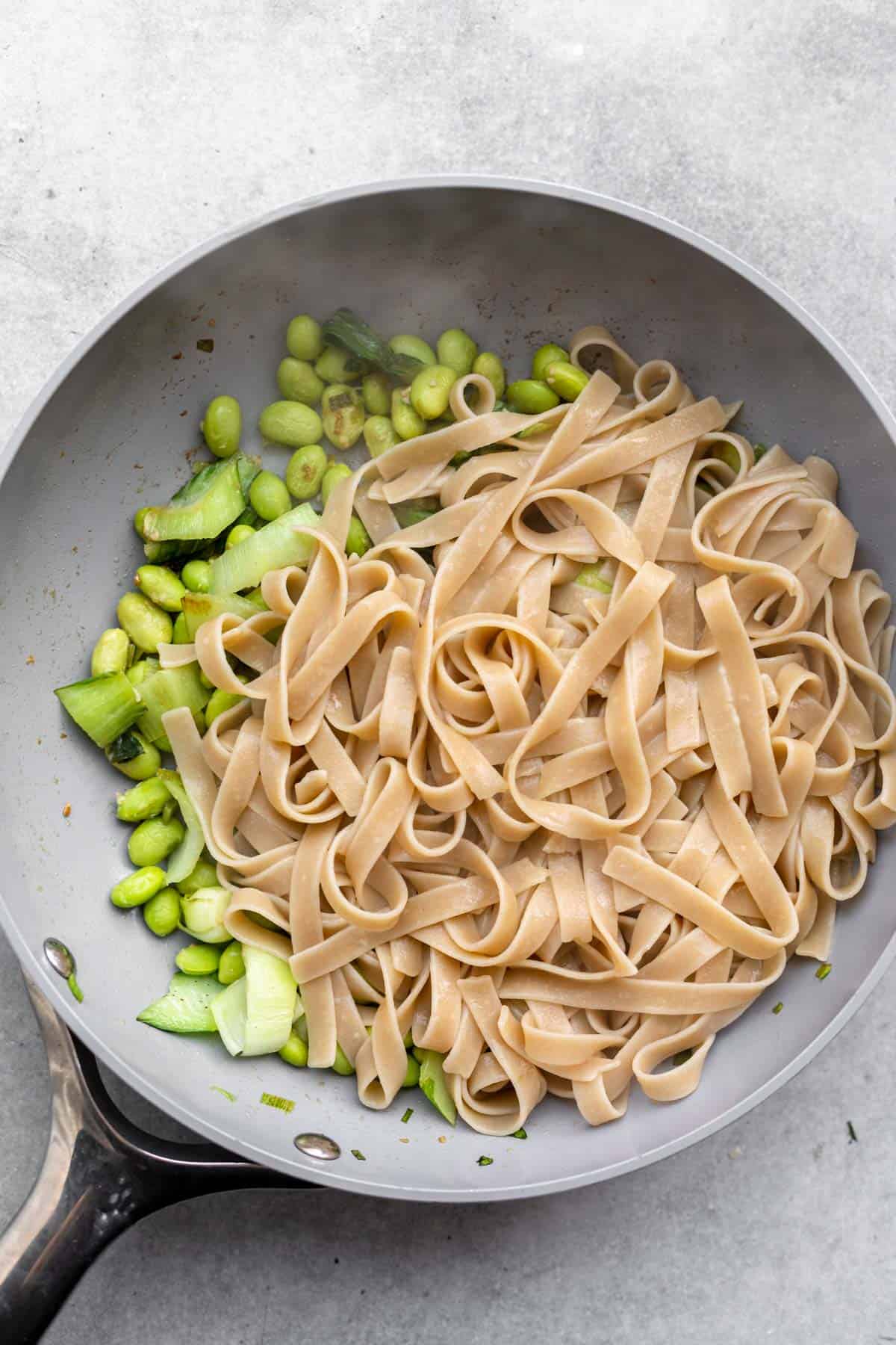 ingredients in the pan before adding the sauce