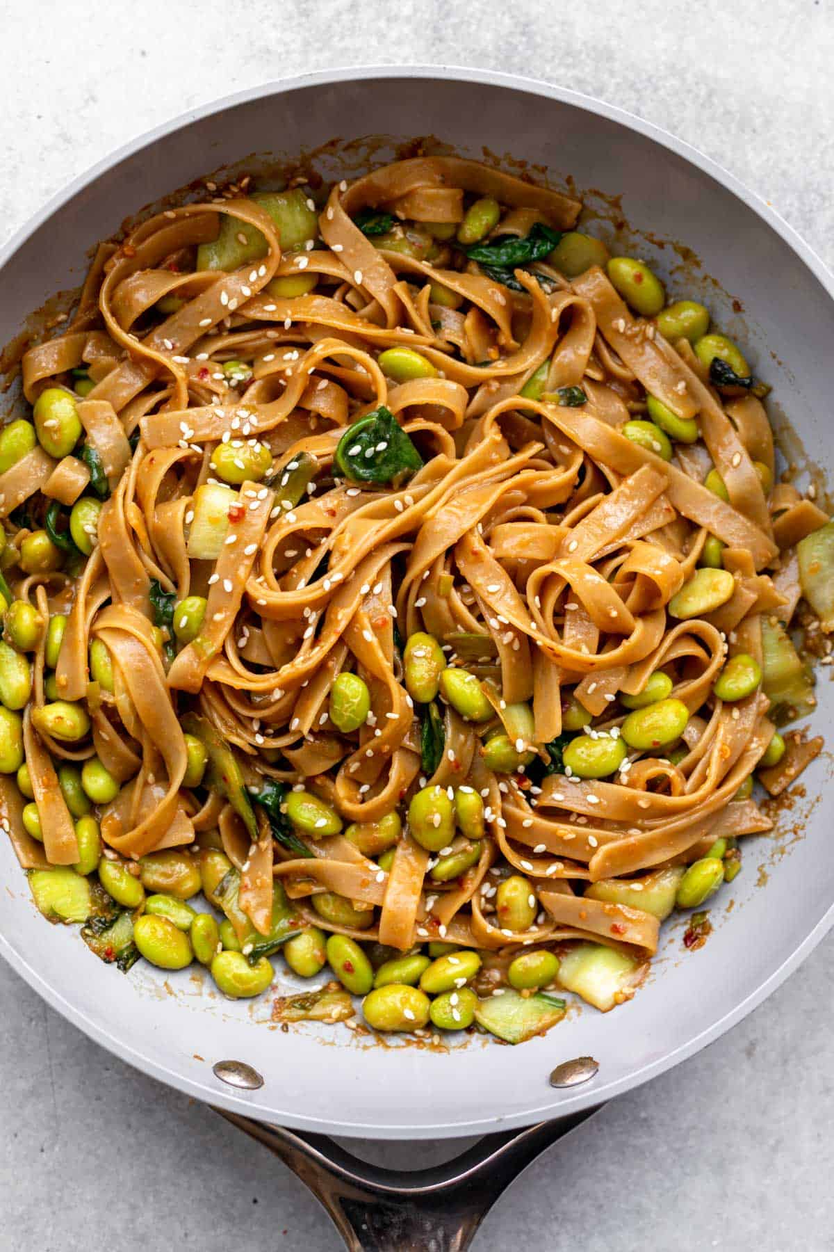 miso noodles in a pot after cooking
