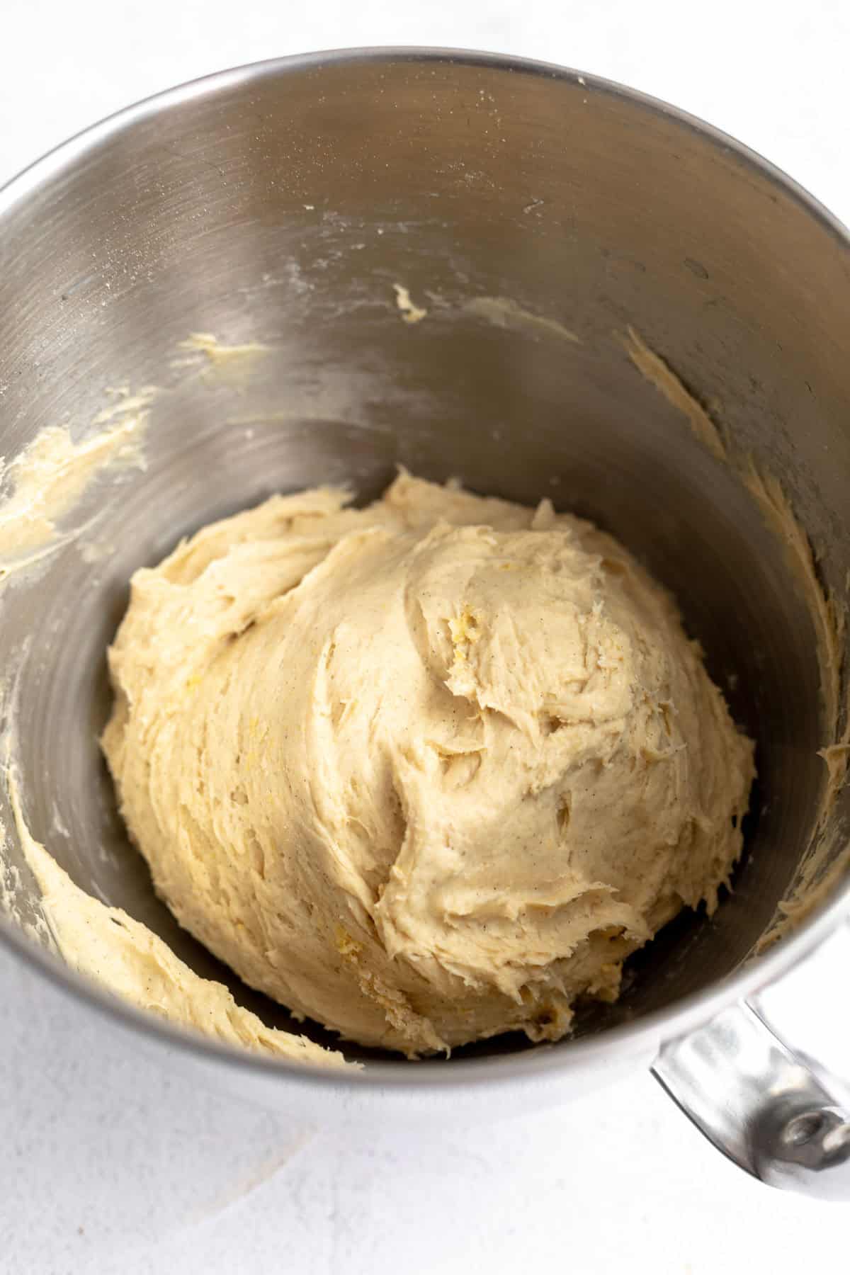 dough in the mixing bowl