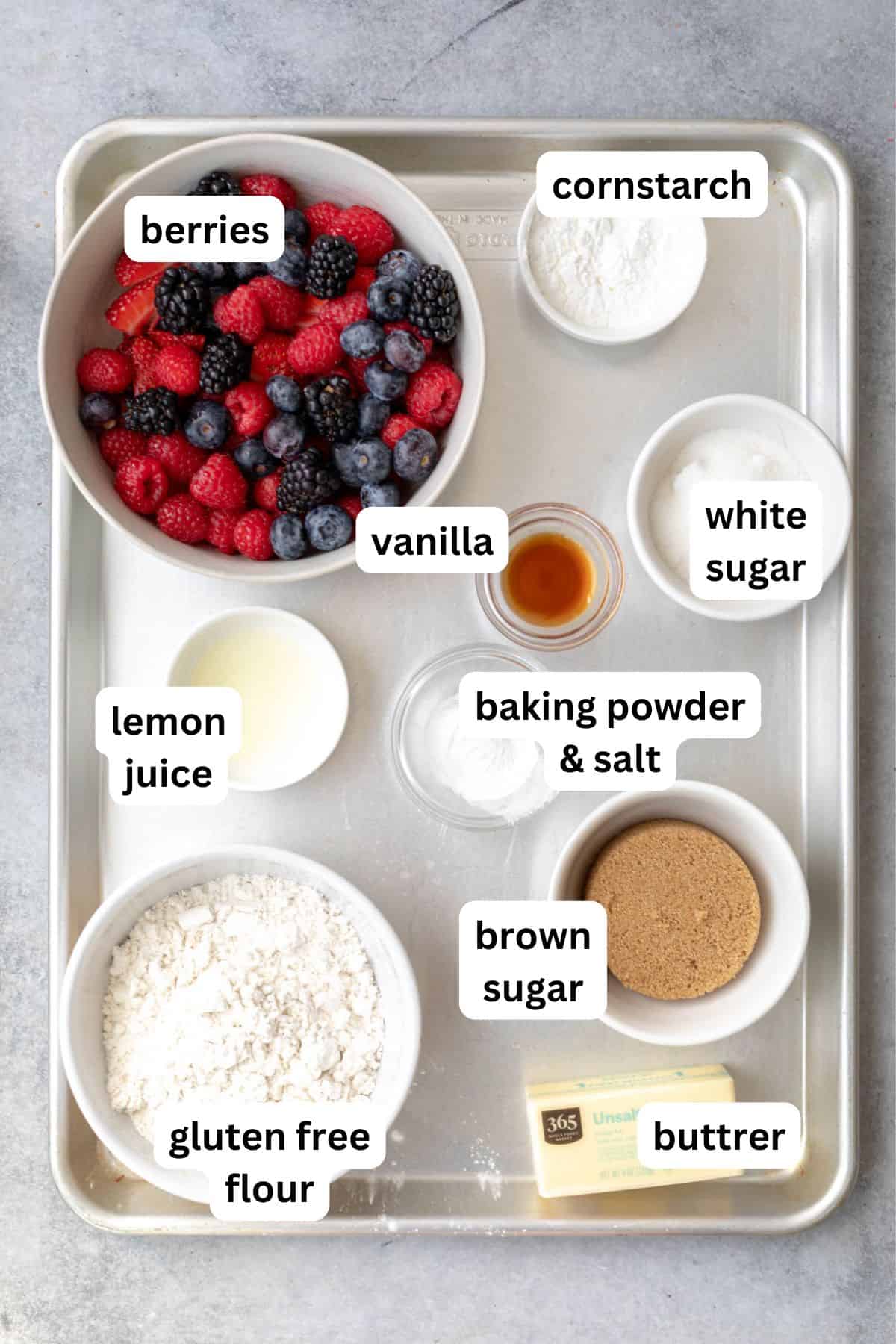 ingredients in bowls with labels