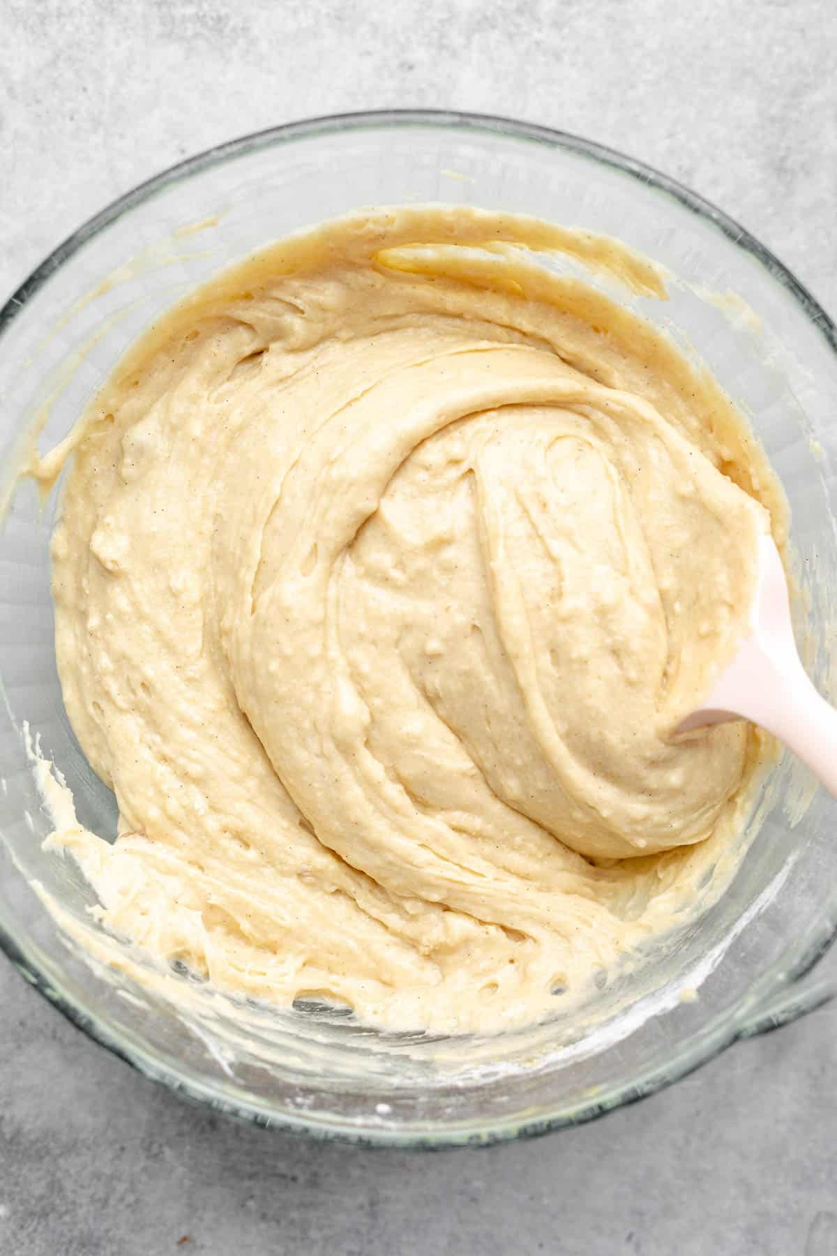 batter in a bowl before adding mix ins