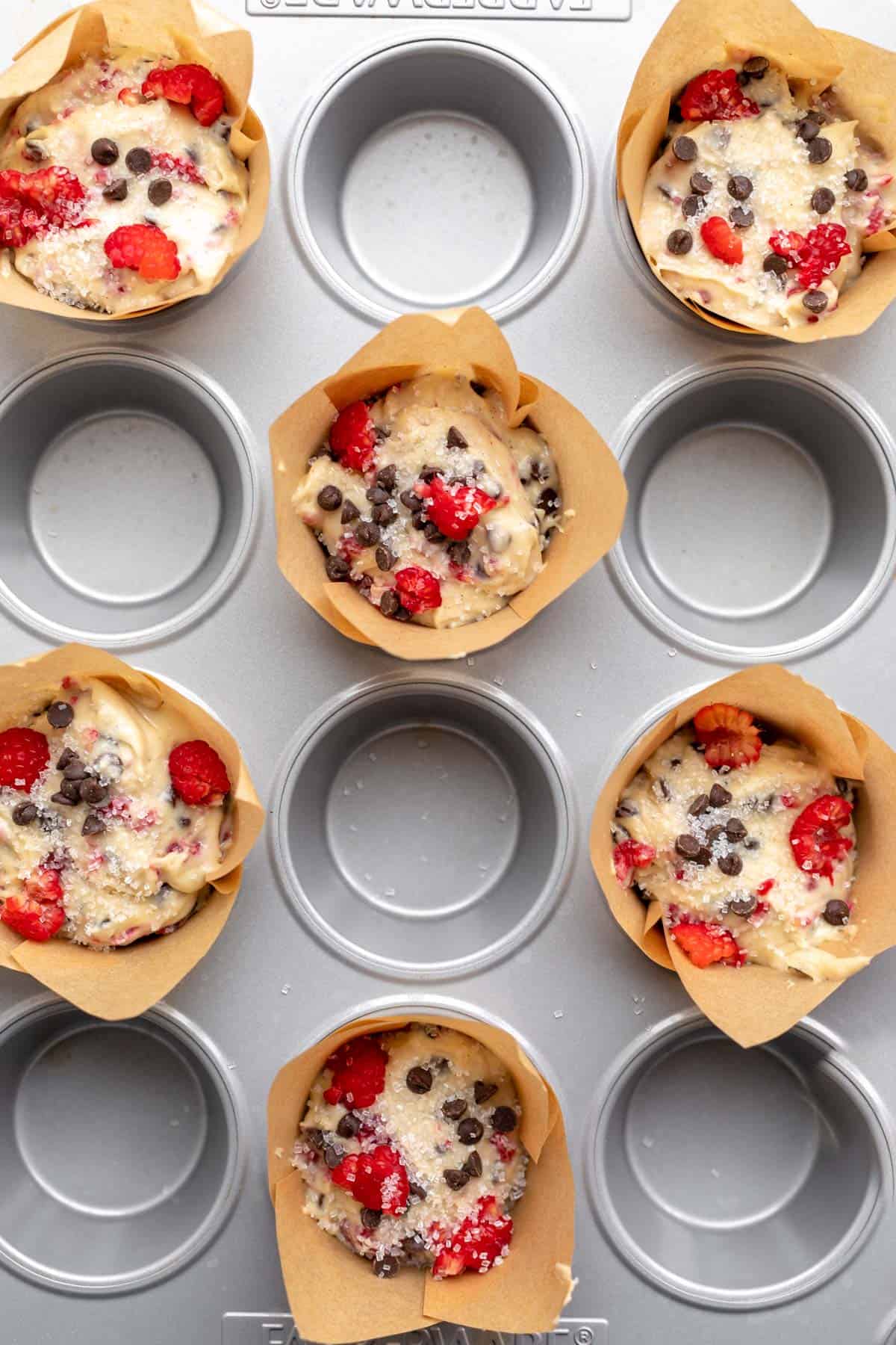 batter in the muffin tin before baking