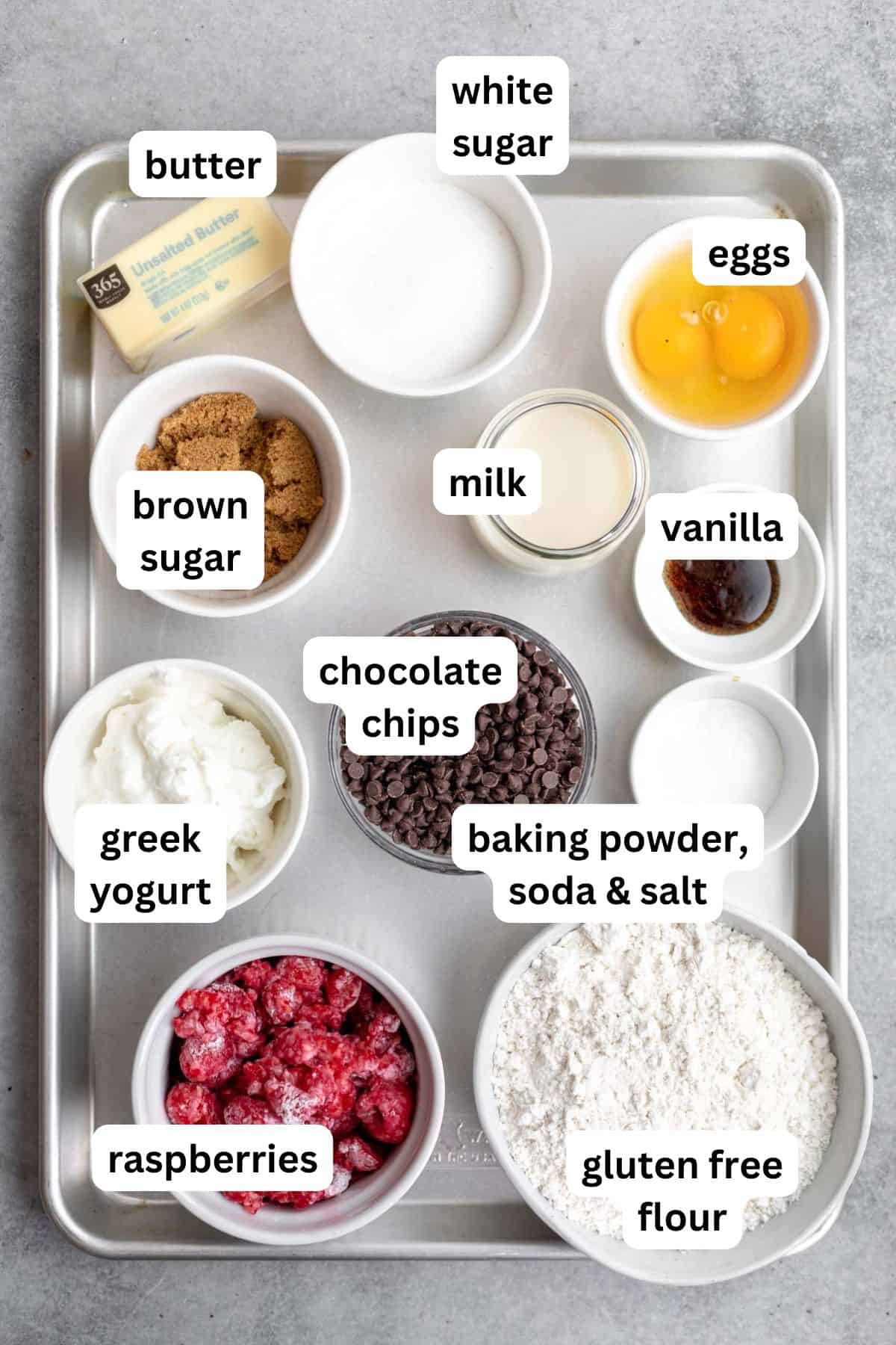 ingredients in bowls with labels