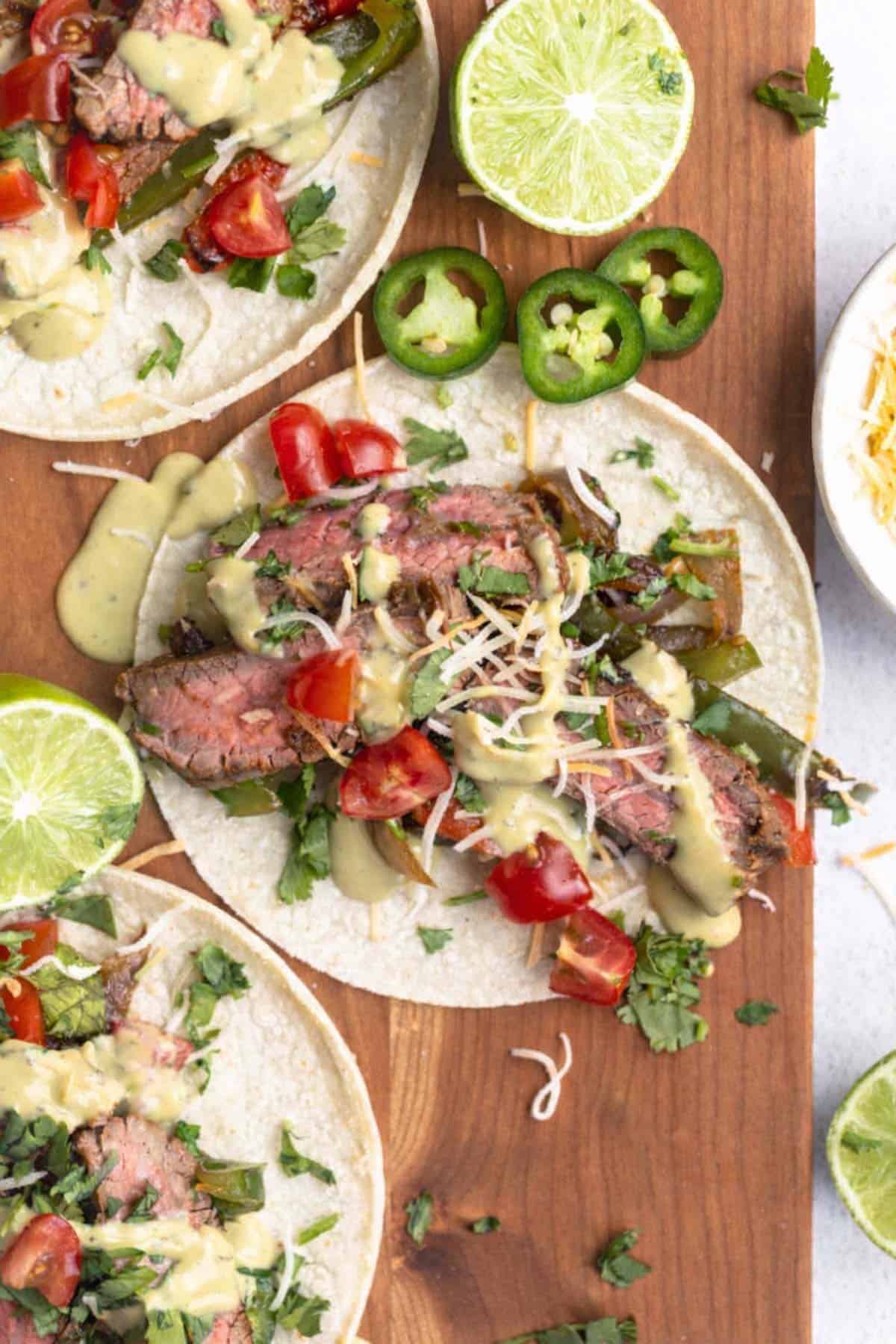 gluten free fajitas with steak in corn tortillas