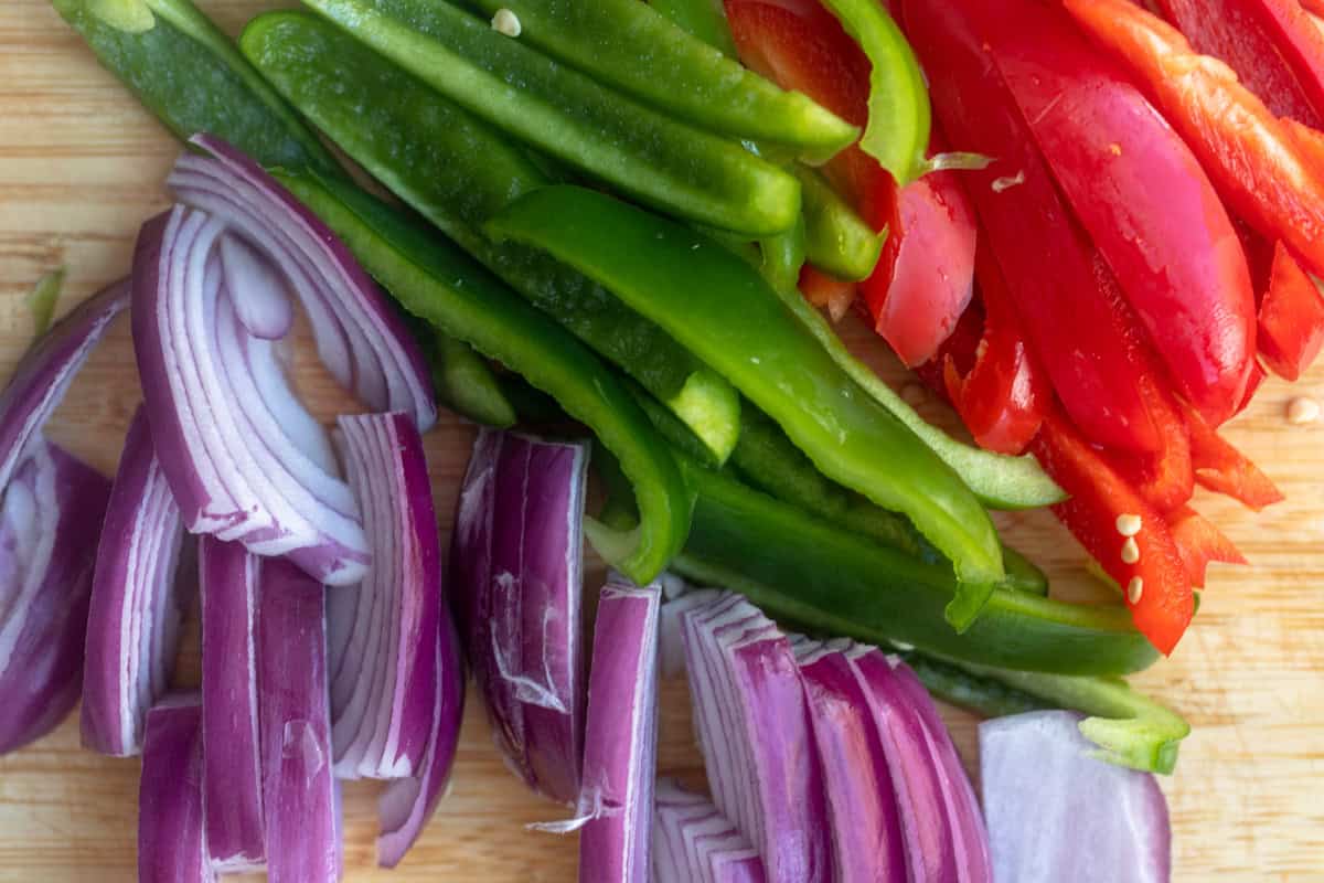 sliced veggies on a cutting board