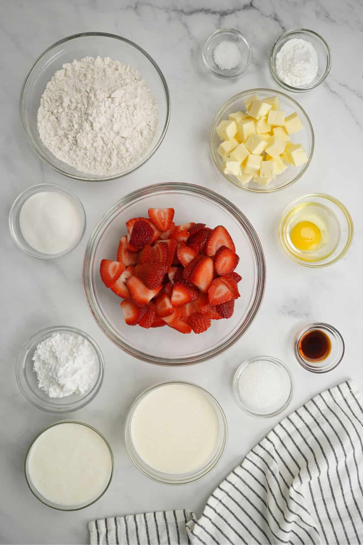 ingredients in bowls
