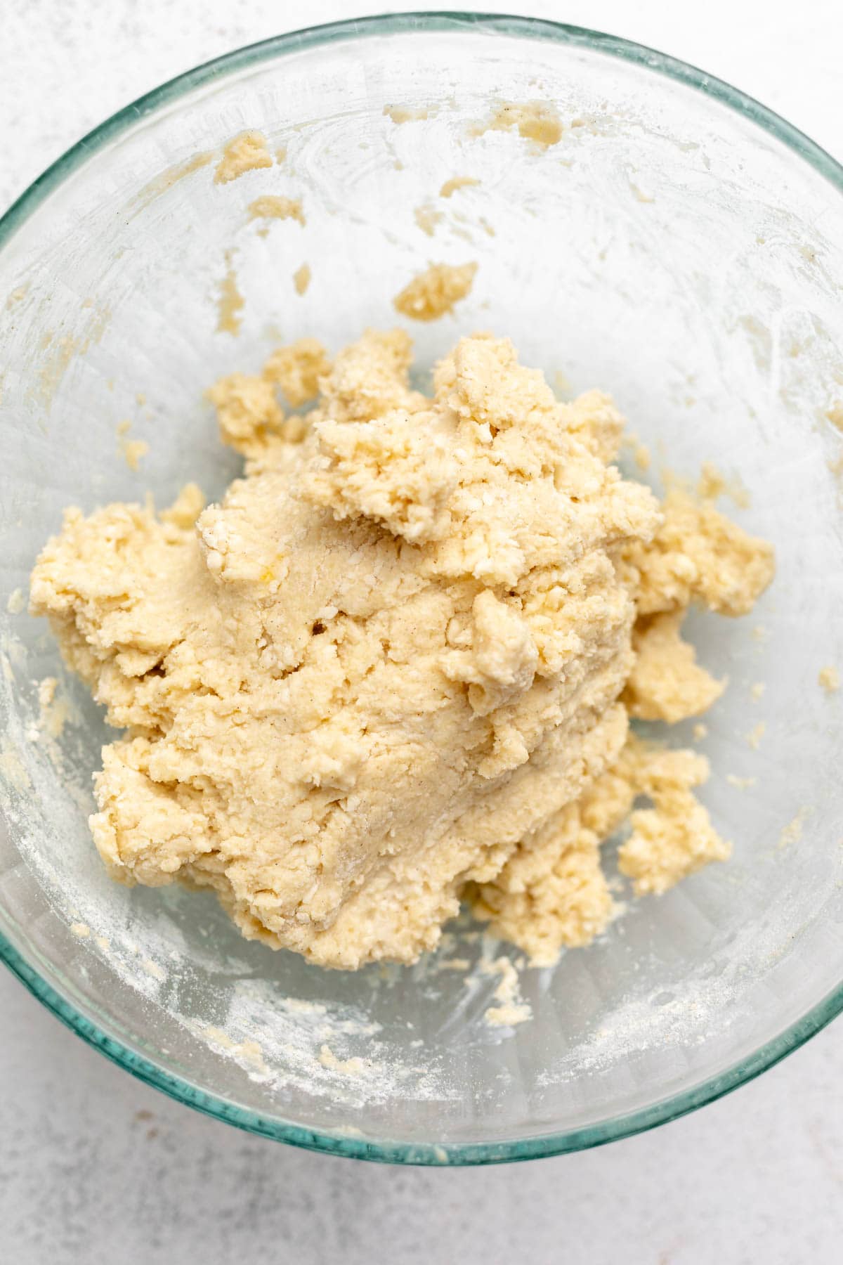 dough in a glass bowl