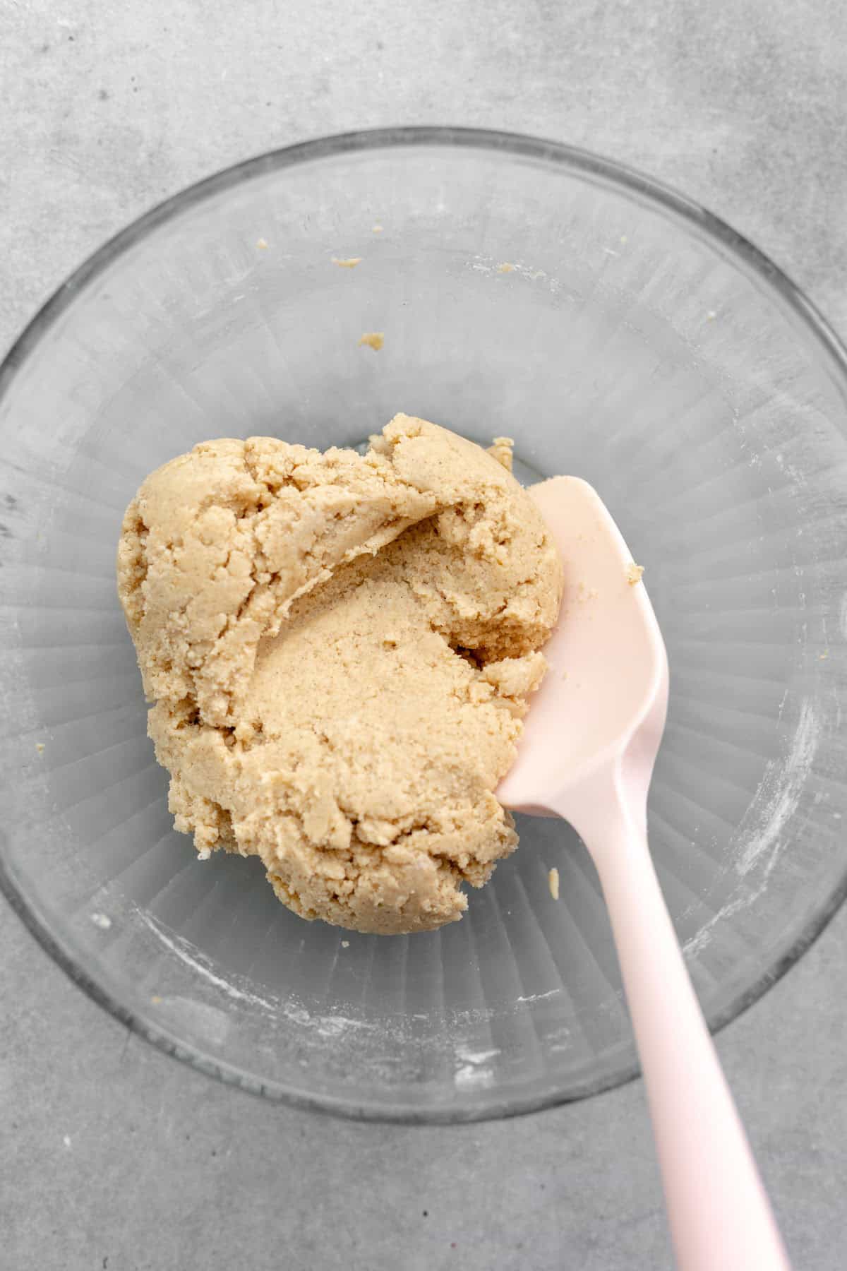 cookie dough in a glass bowl