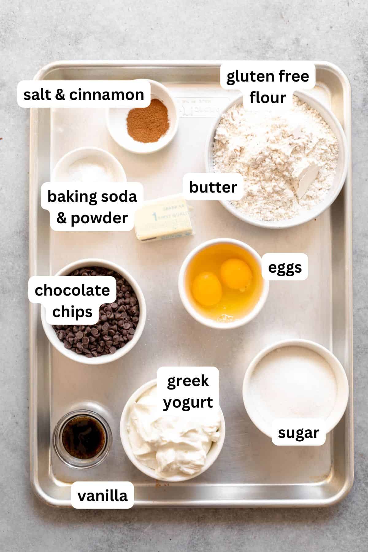 ingredients in bowls with labels