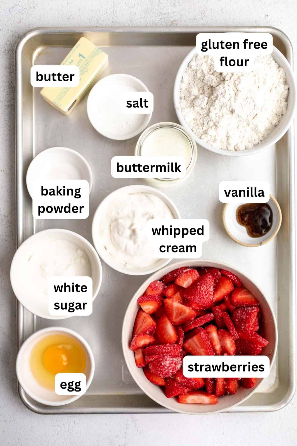 ingredients in bowls with labels