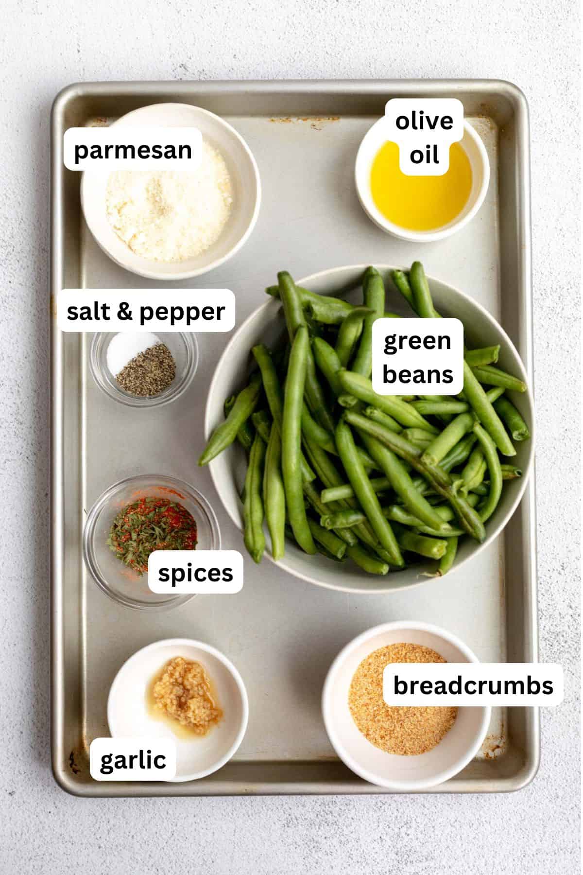 ingredients in bowls with labels
