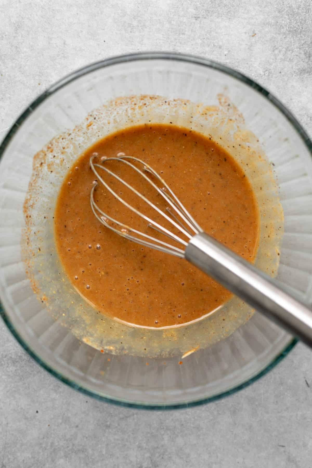 sauce whisked up in a bowl