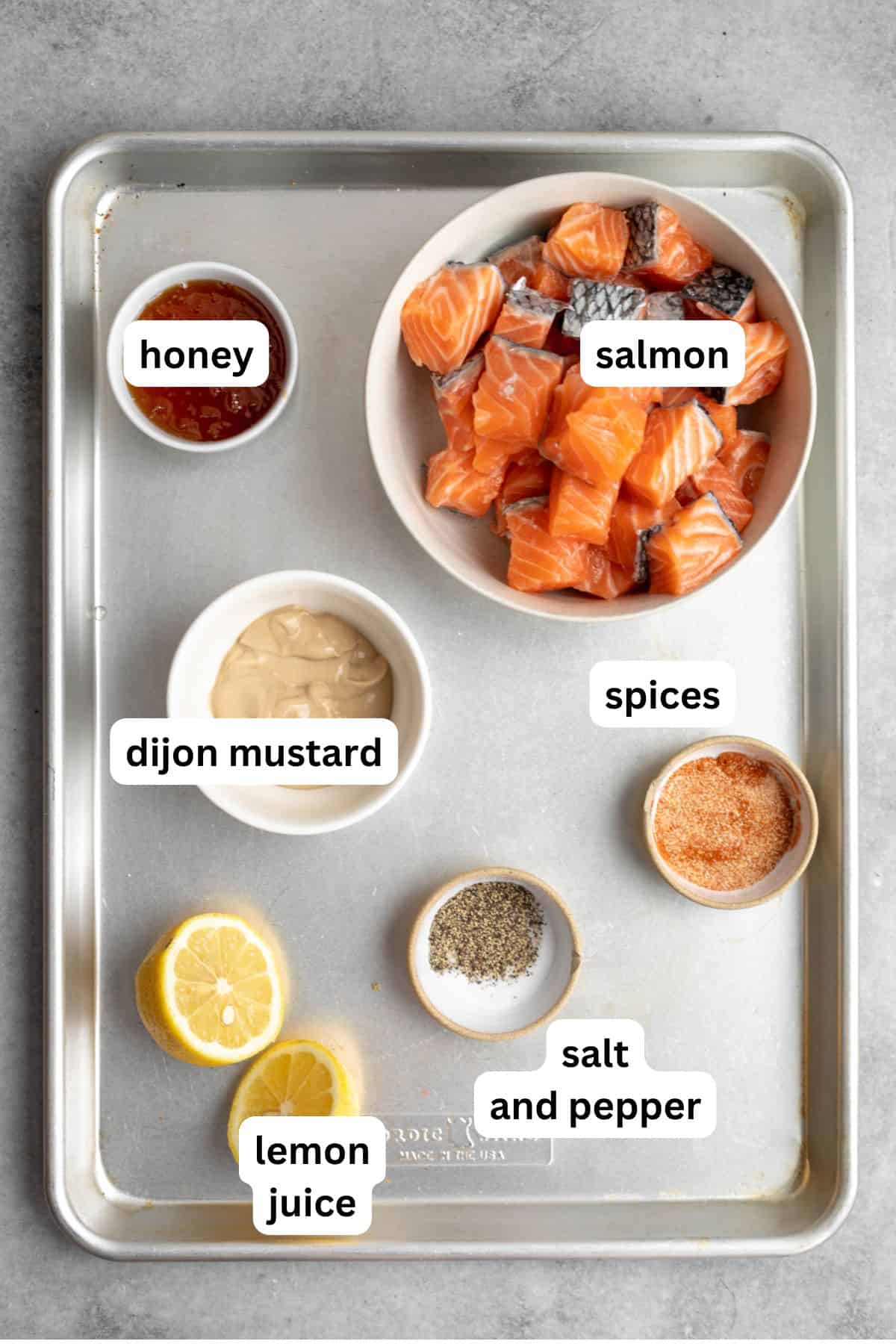 ingredients in bowls with labels