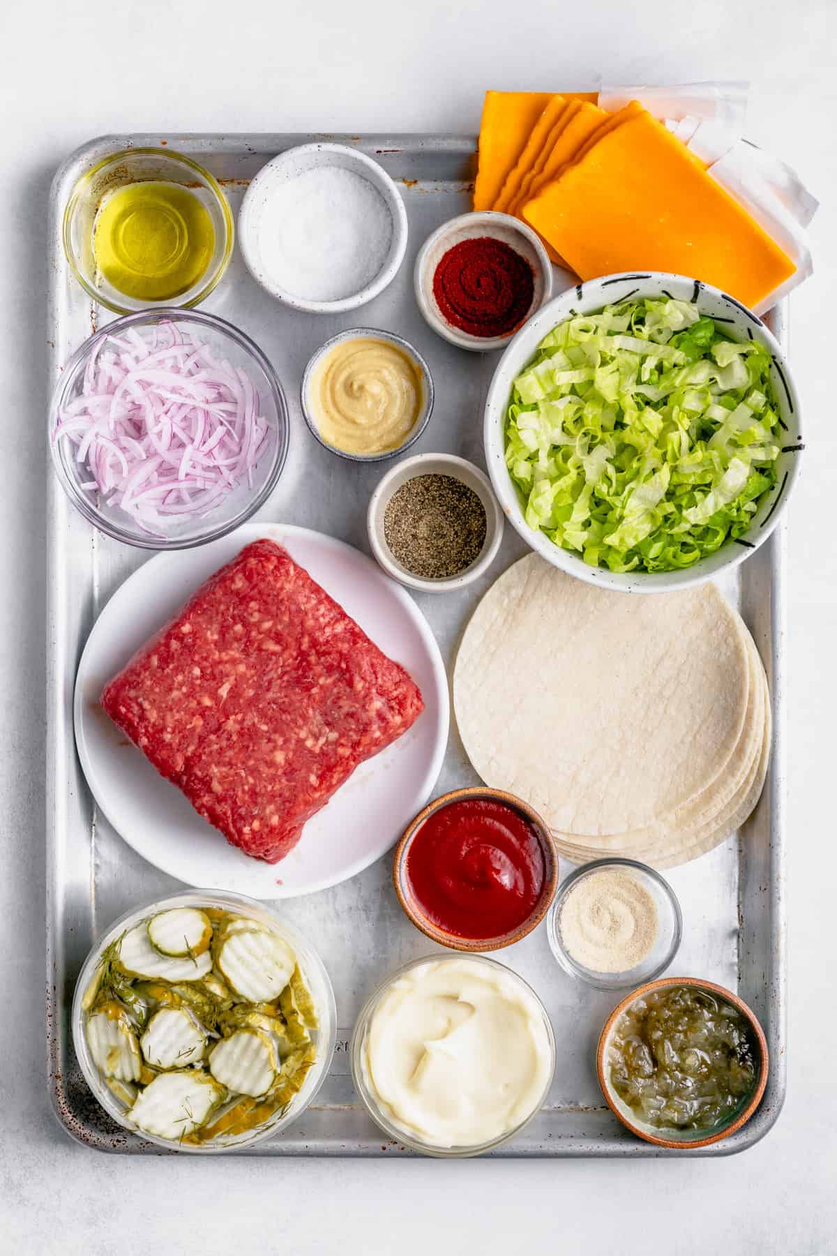 ingredients in bowls with labels