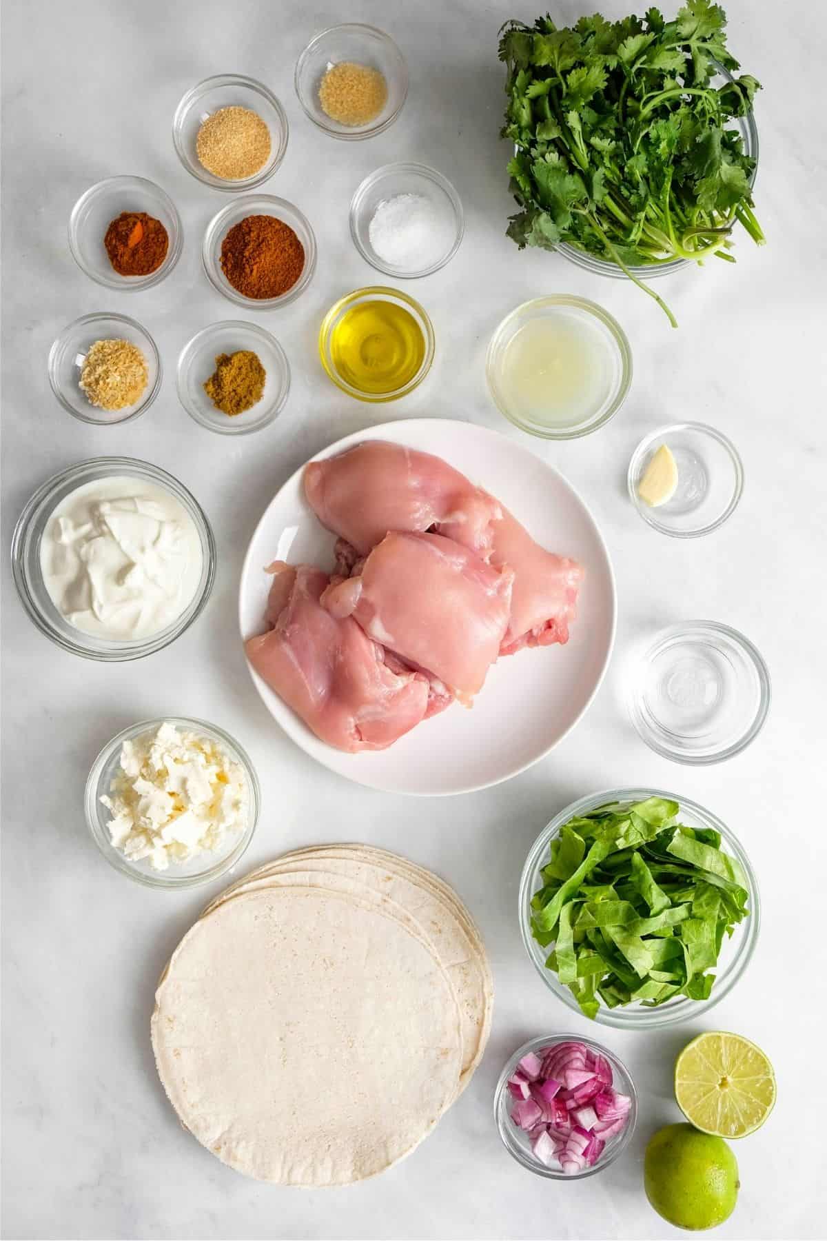 ingredients in bowls