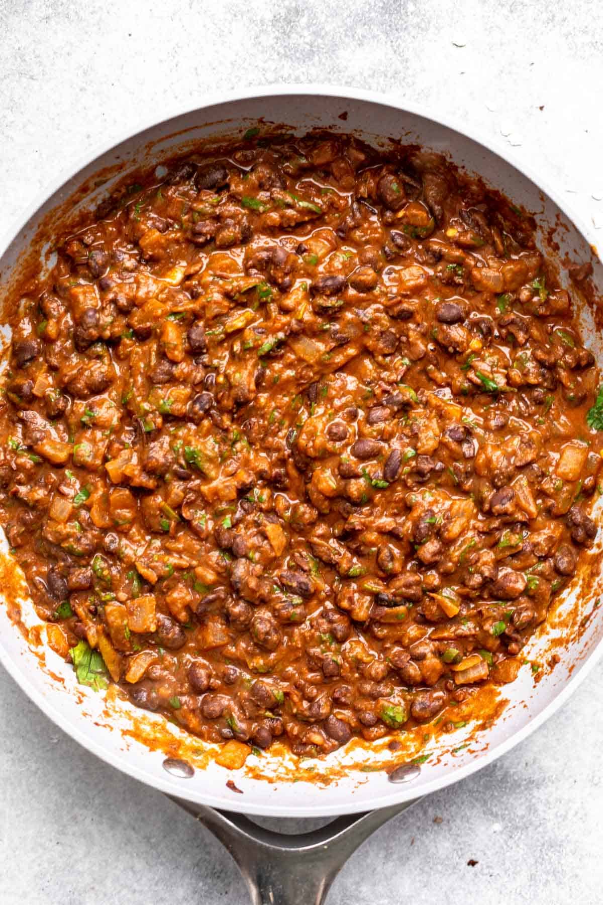 filling for the tortillas in a pan