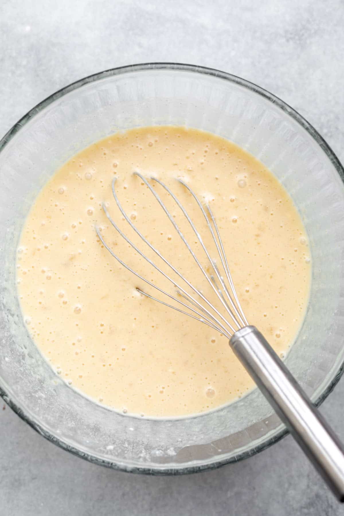 wet ingredients whisked in a bowl