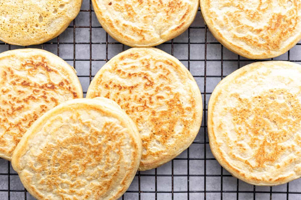 pancakes on a wire rack after cooking