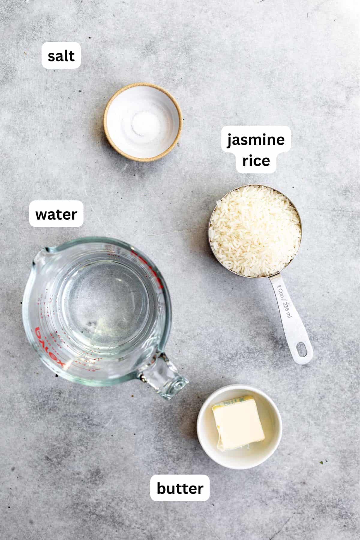 ingredients in bowls with labels
