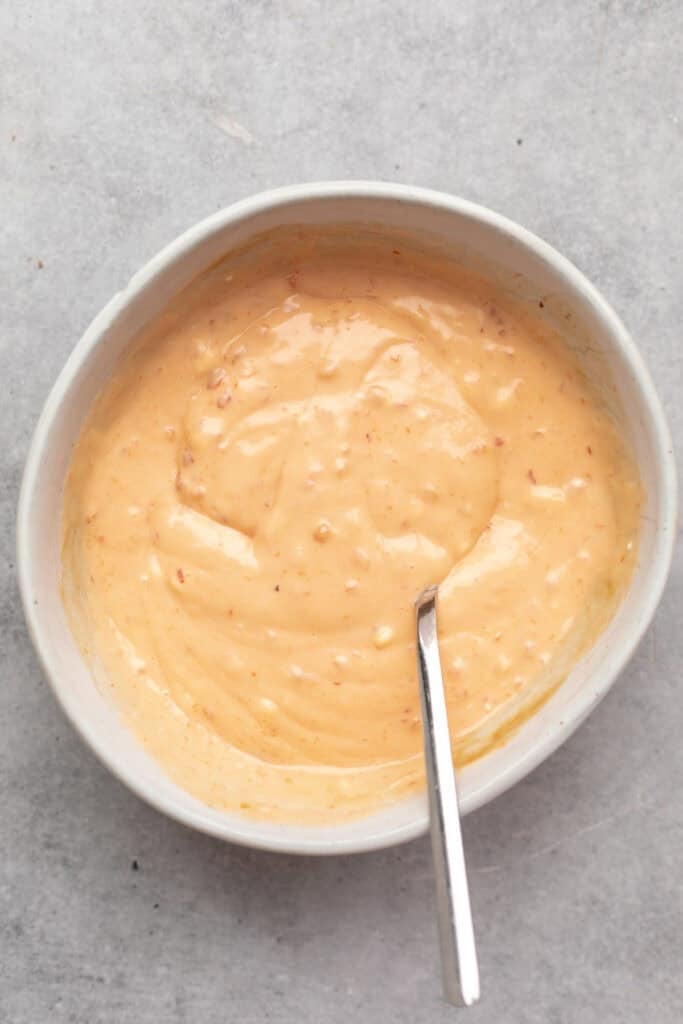 sauce in a bowl whisked up