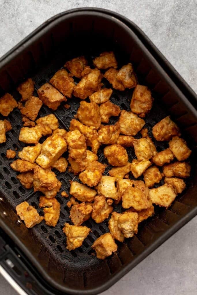 air fryer with the cooked recipe