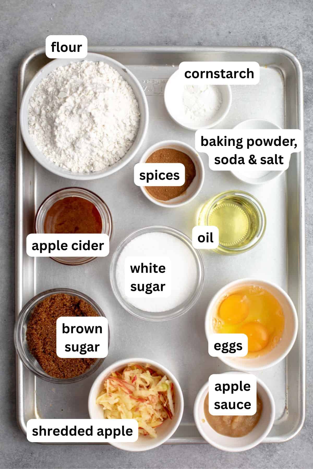 ingredients in bowls with labels
