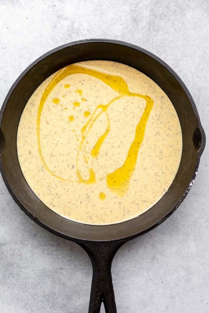 batter in a pan before baking