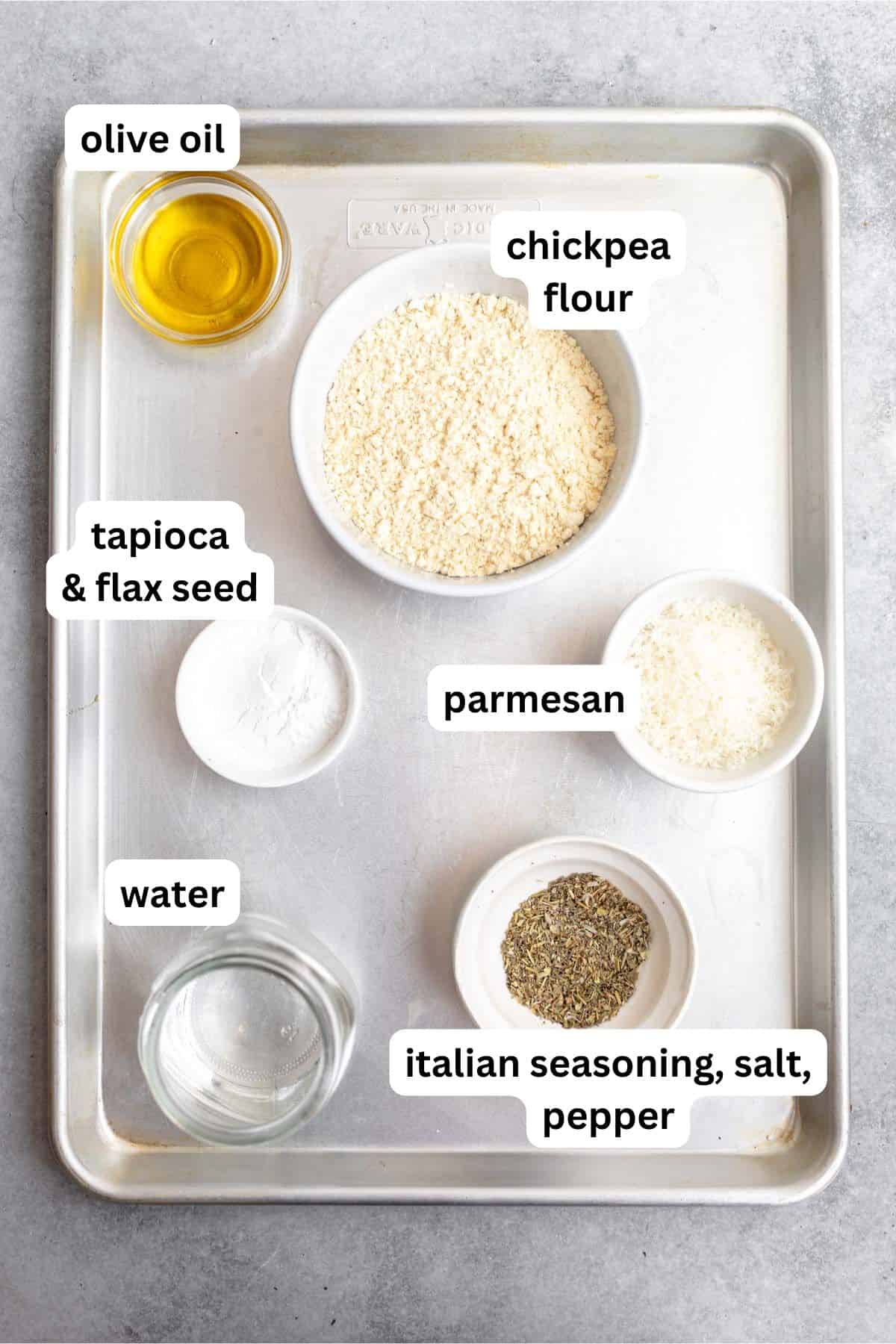 ingredients in bowls with labels