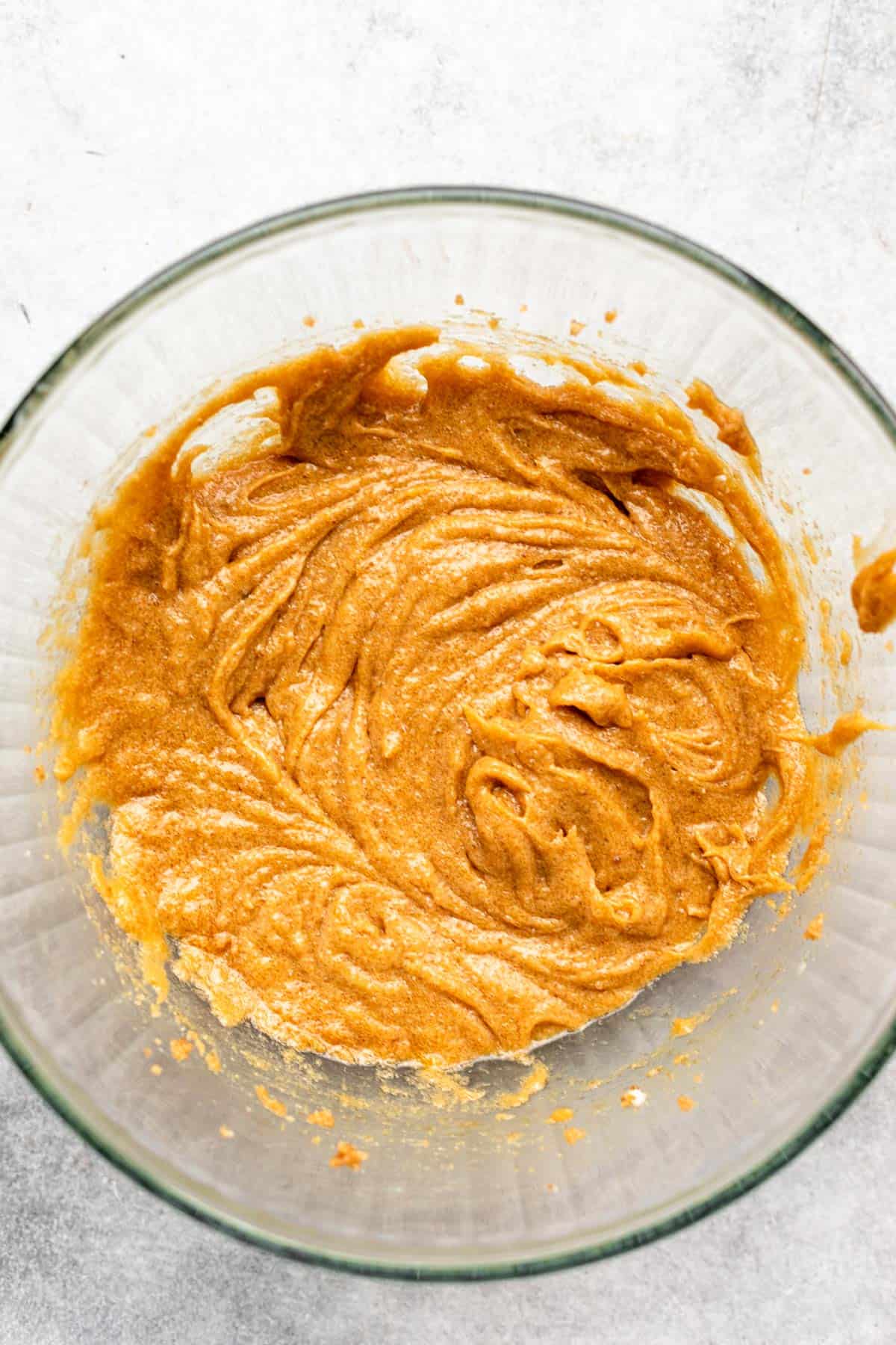 wet ingredients in a mixing bowl