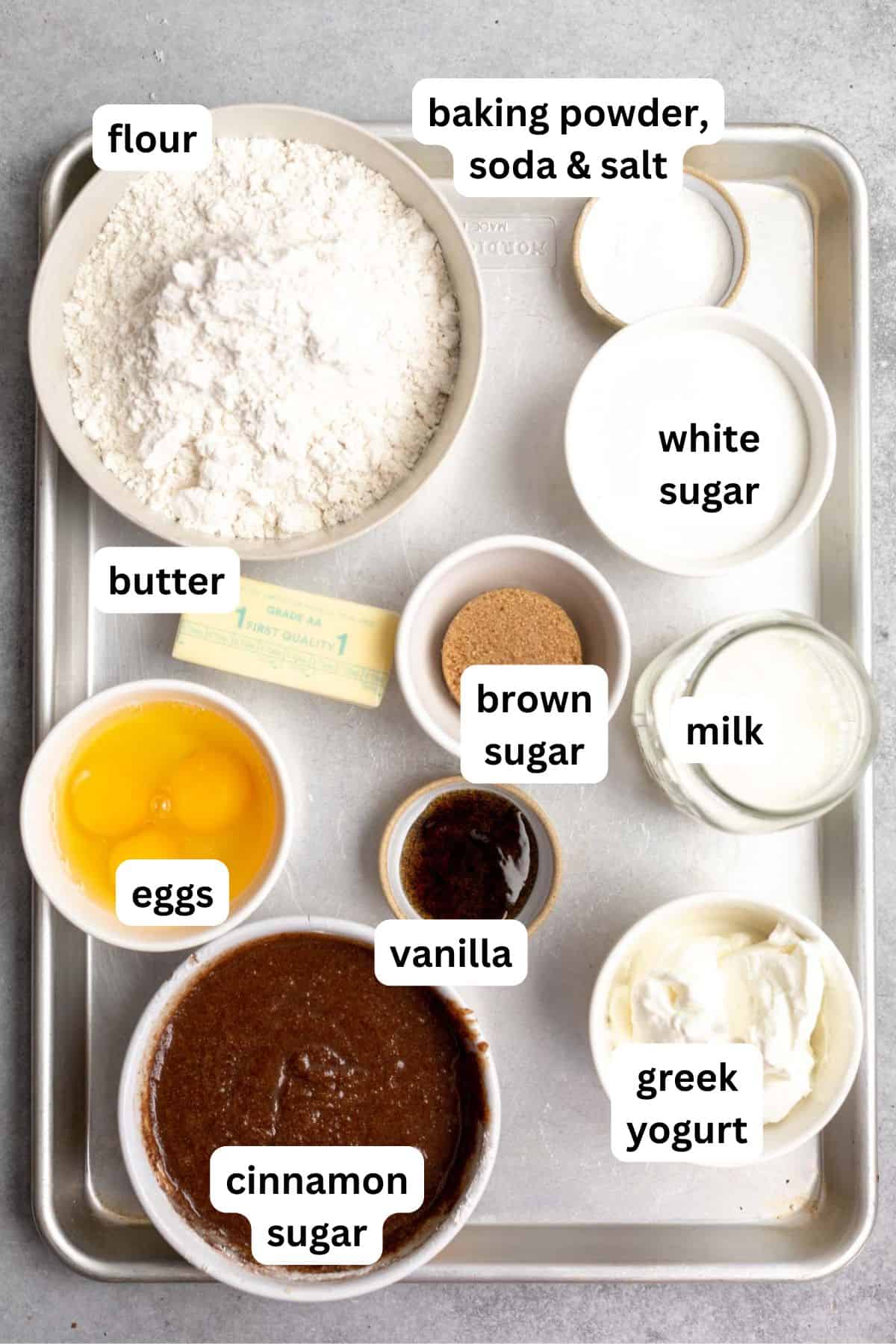 ingredients in bowls with labels