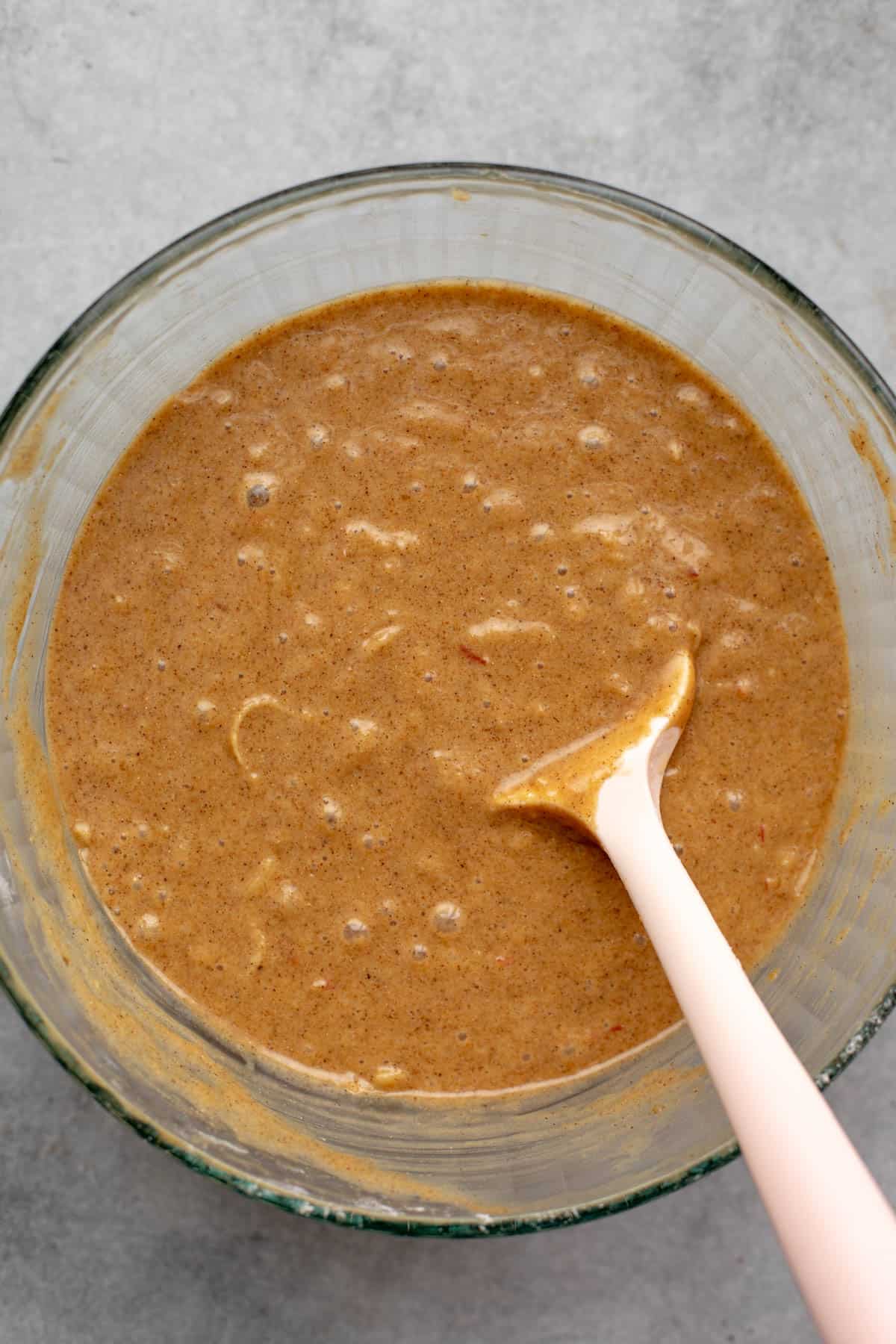 batter in a mixing bowl
