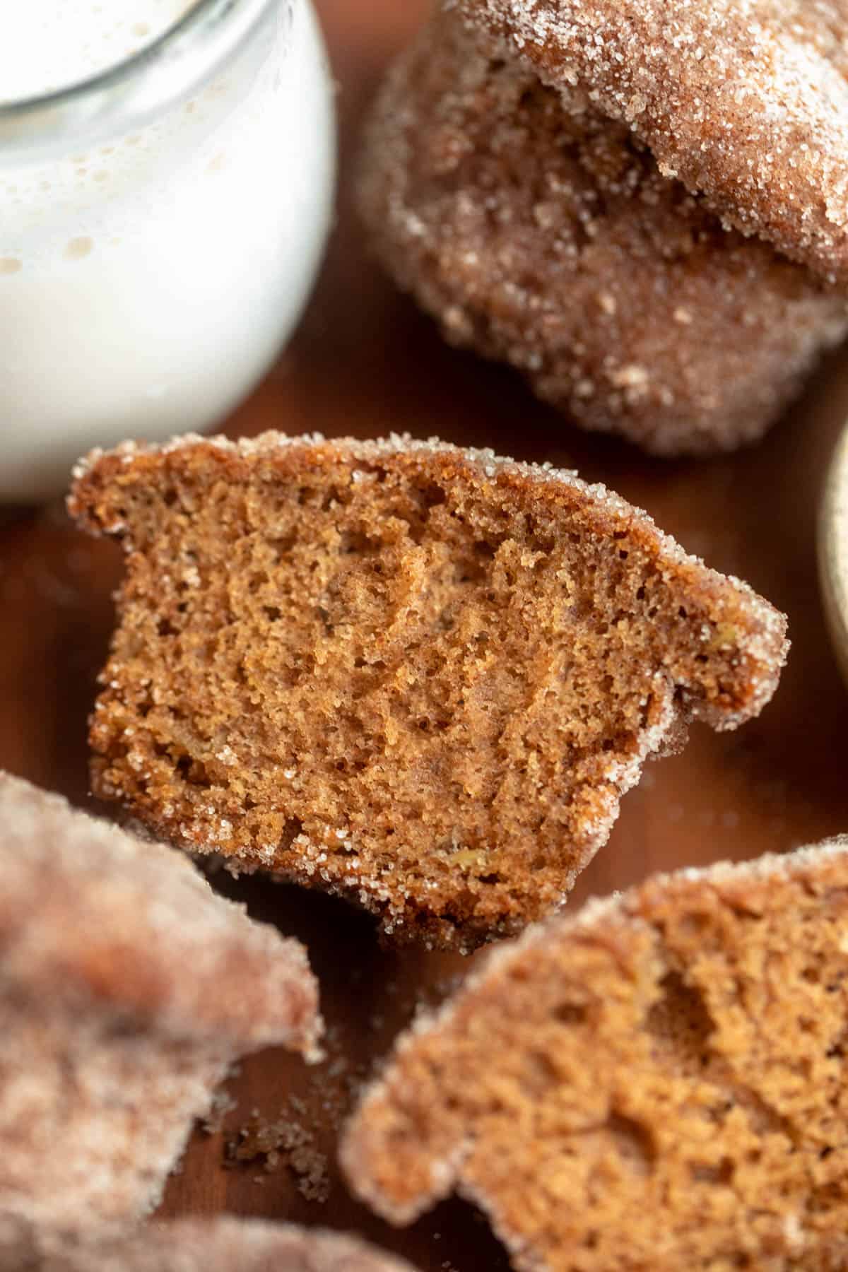 gluten free apple cider muffin cut in half to show texture