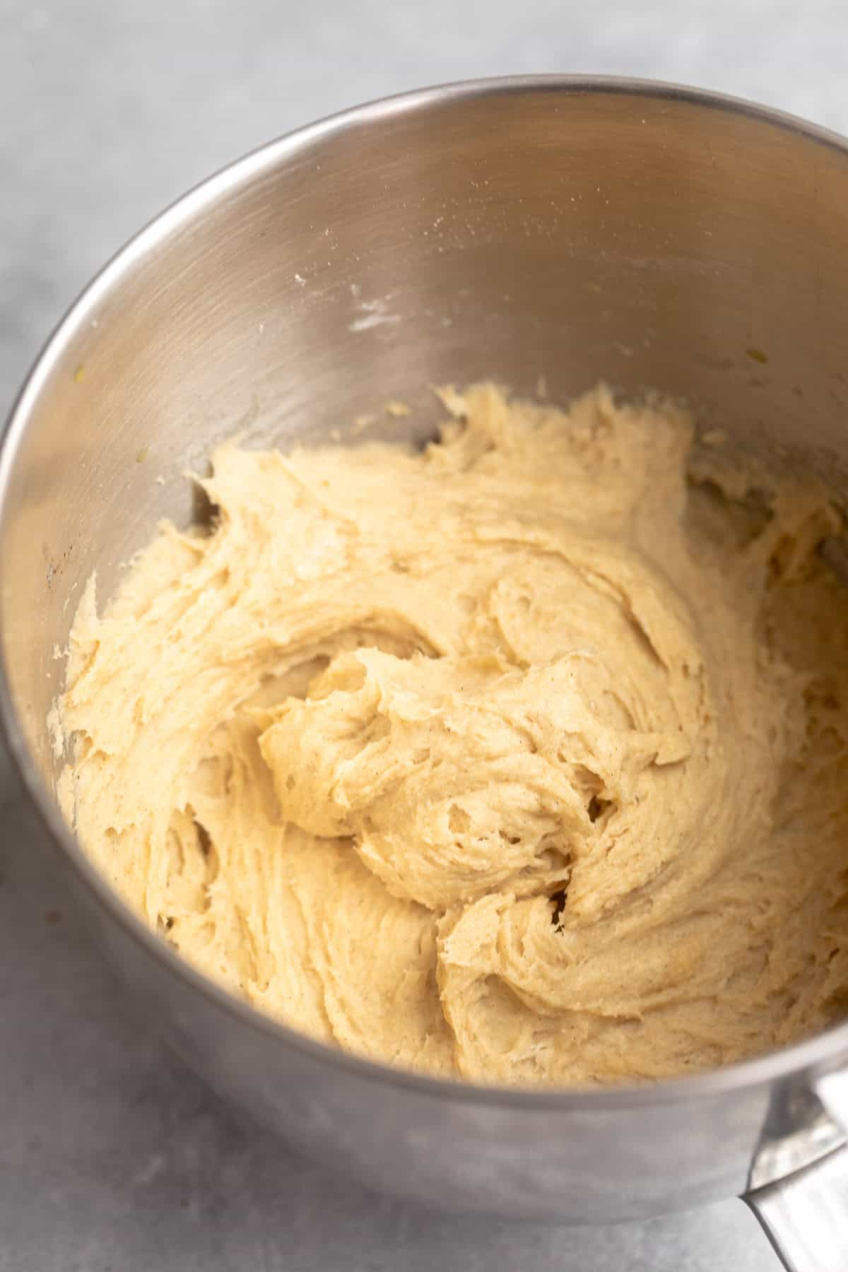 dough in a mixing bowl