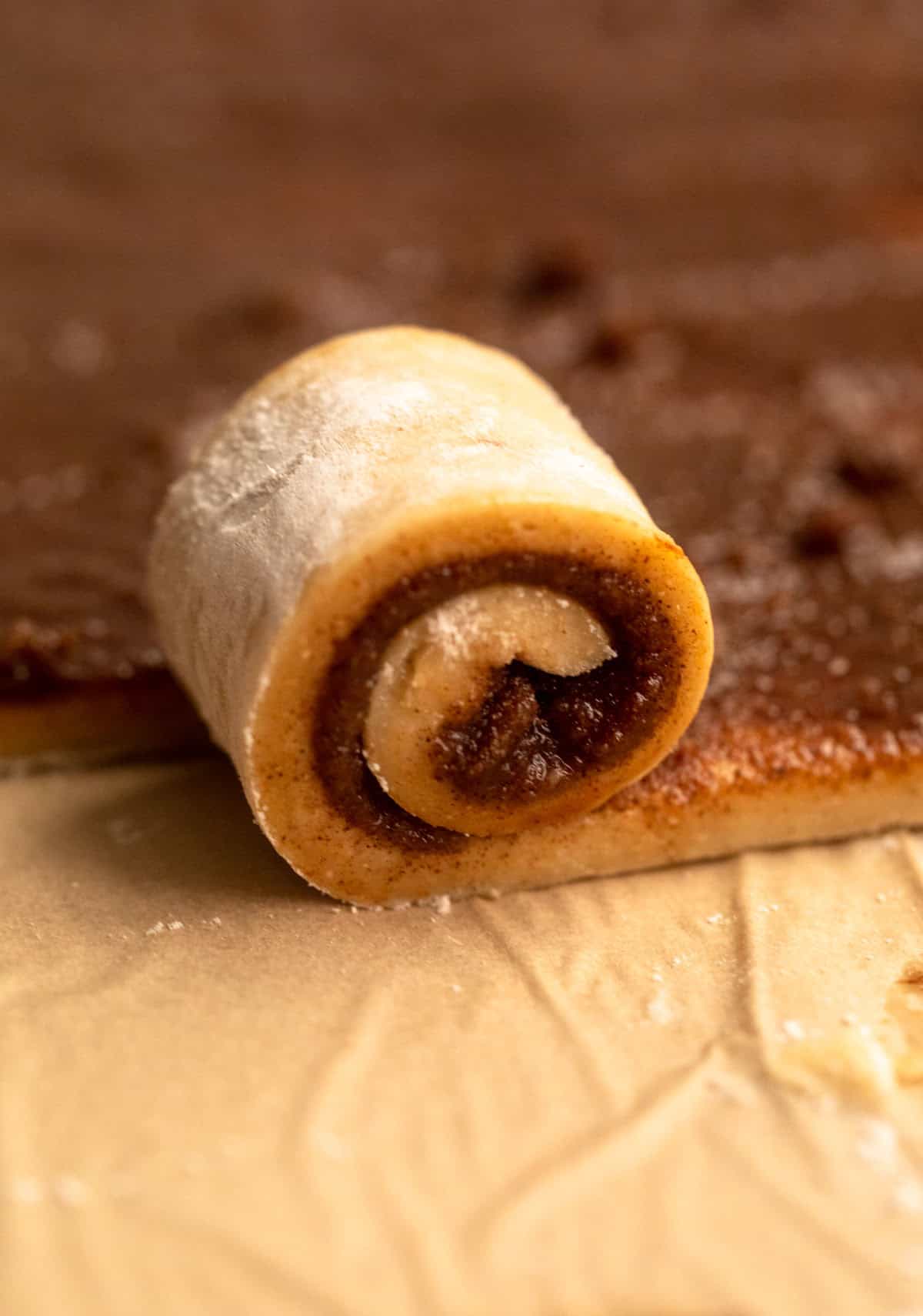 rolling up the dough