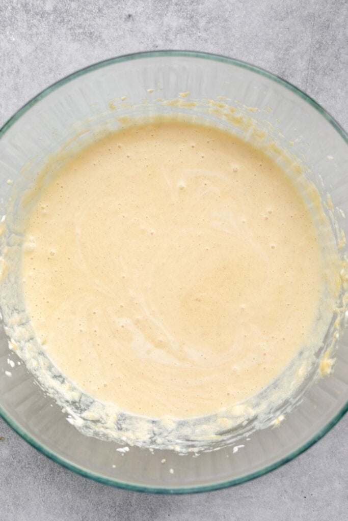 wet ingredients in a mixing bowl