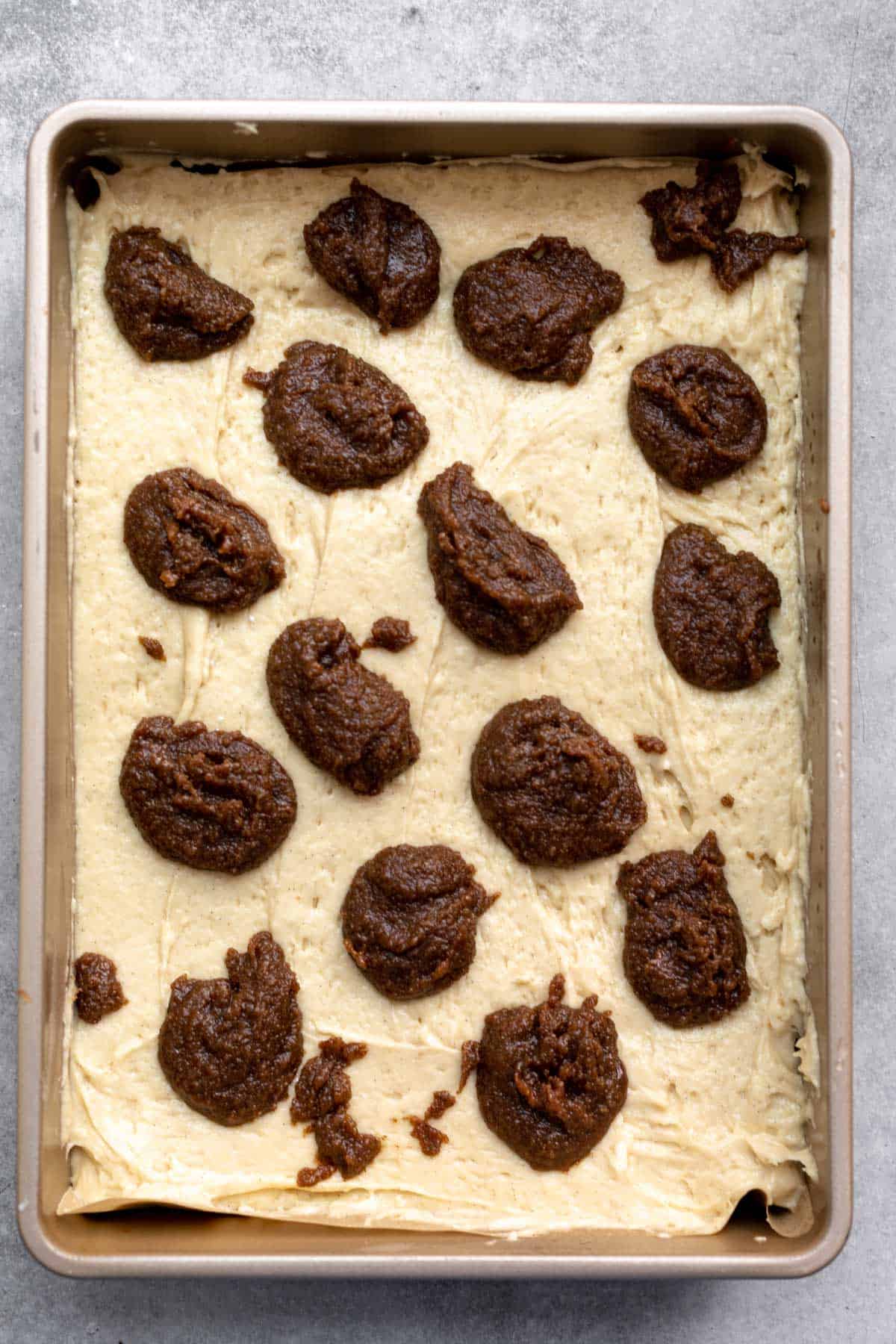 batter in a pan before baking