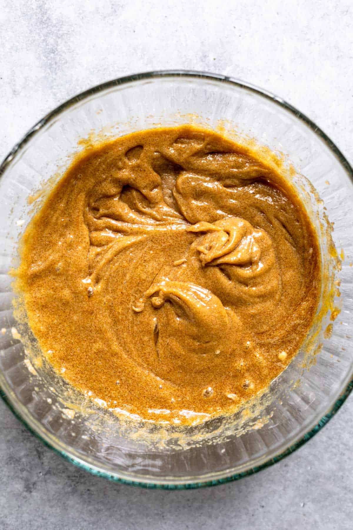 wet ingredients in a mixing bowl