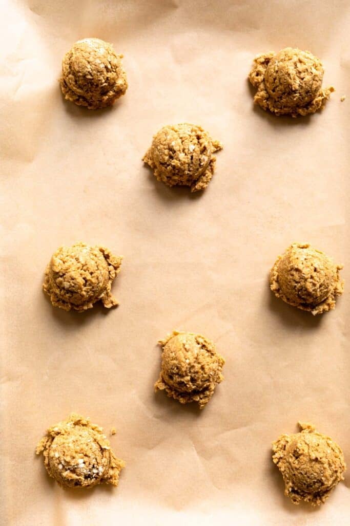 dough in balls on a baking sheet