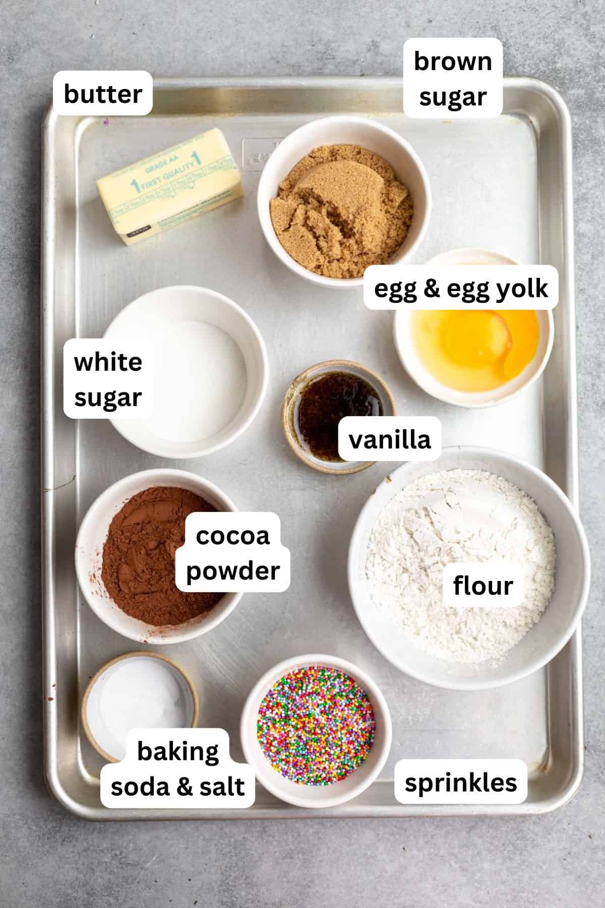 ingredients in bowls with labels