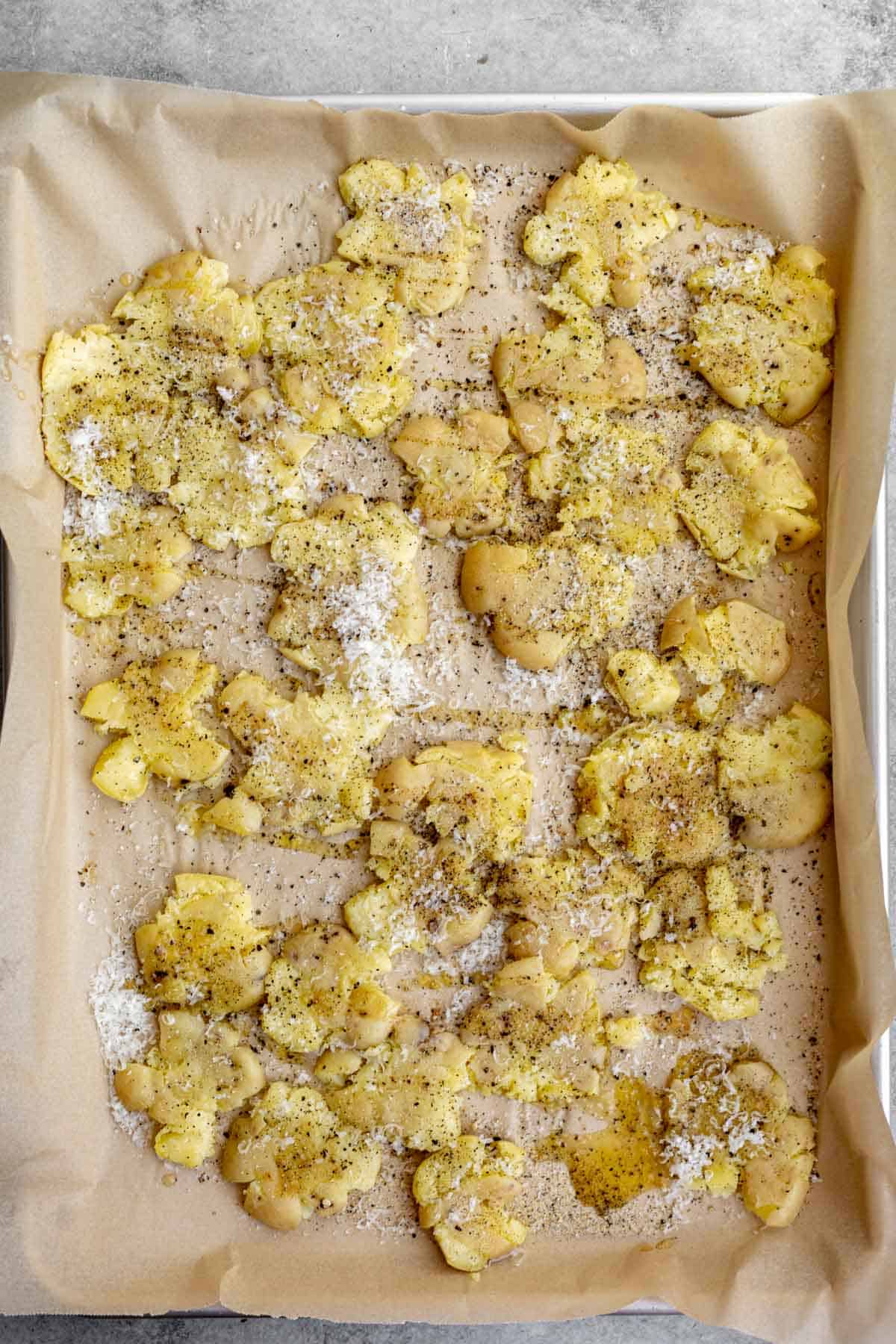 olive oil and seasonings drizzled on top