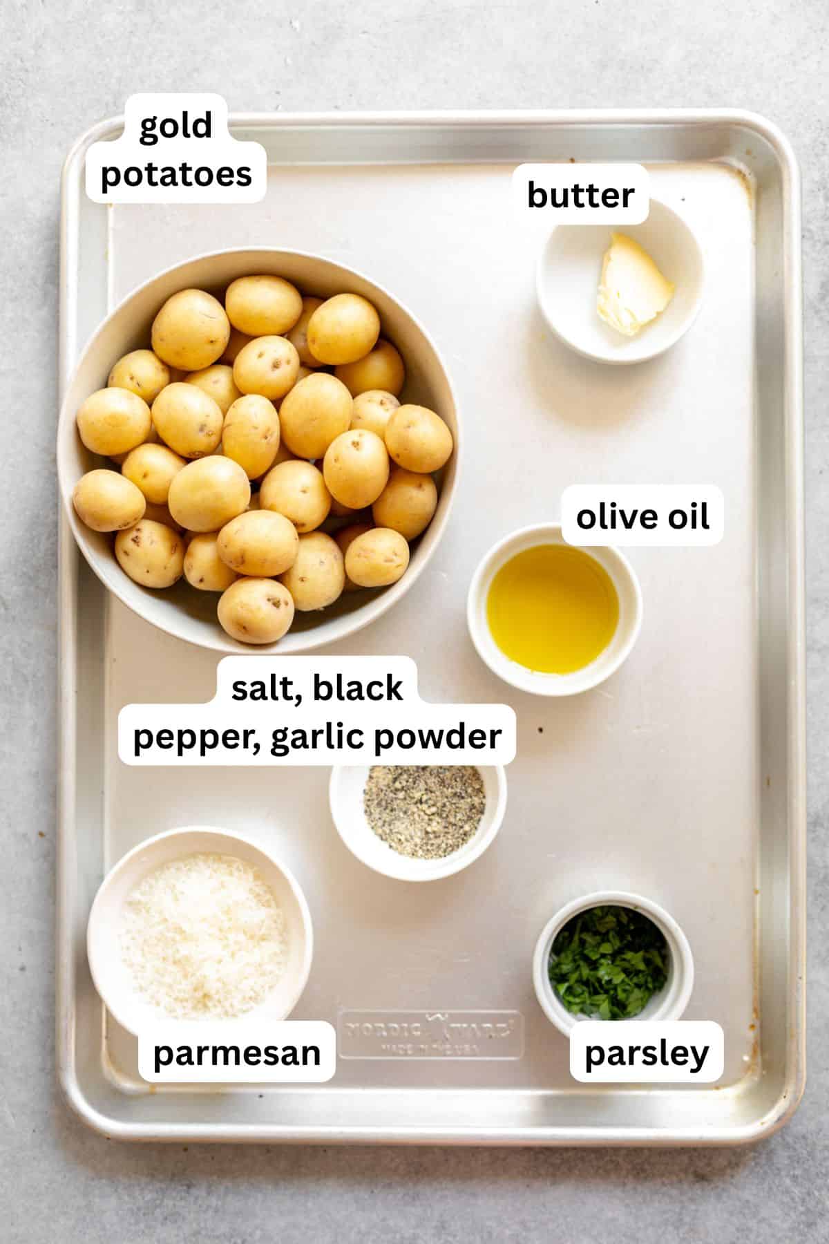 ingredients in bowls with labels